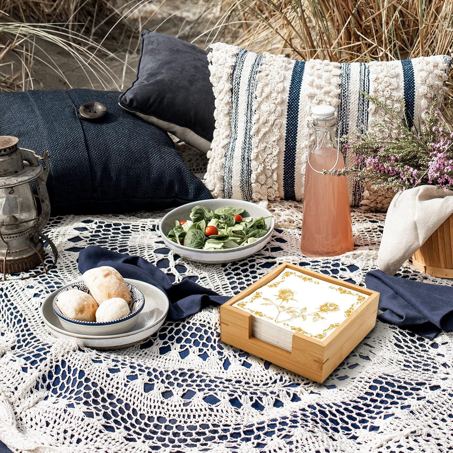 Wood Napkin Tray / 7.5 x 7.5 x 2.5