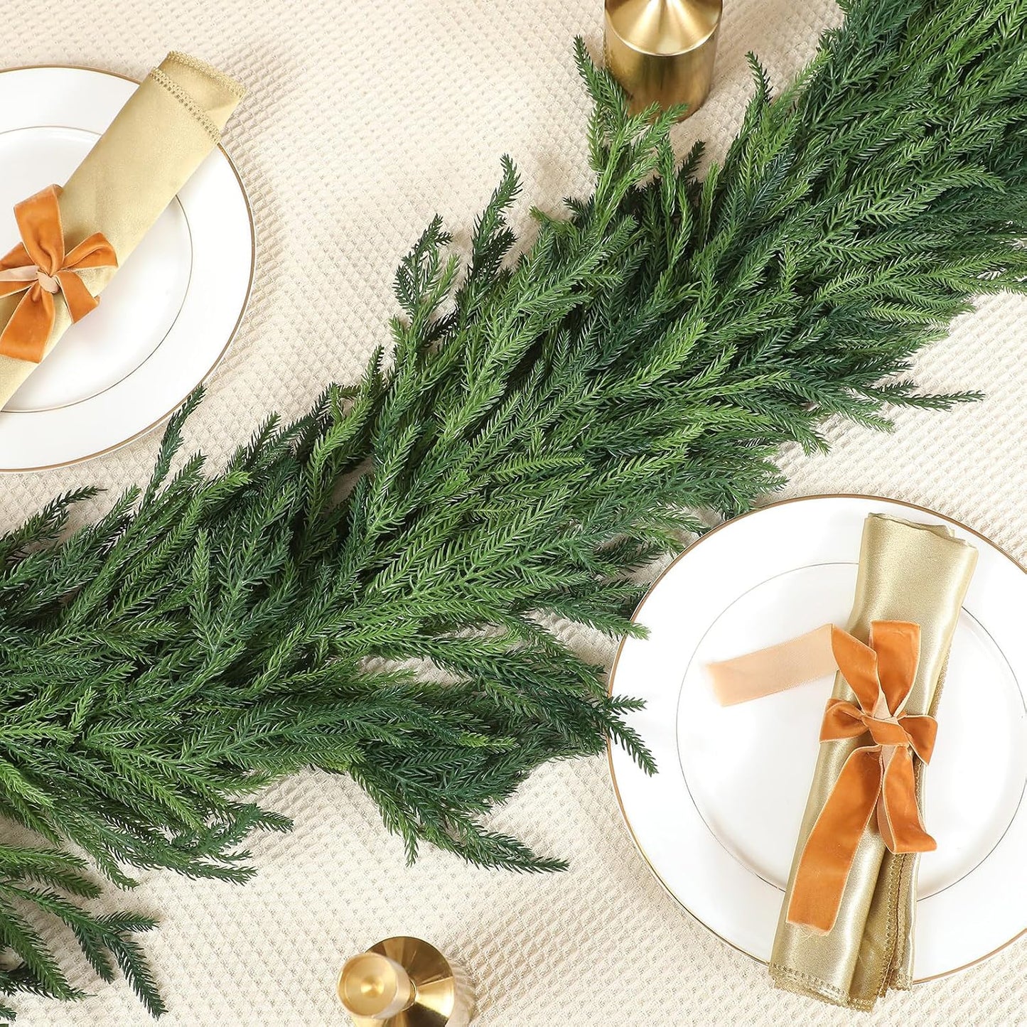 2 Pcs 6 Feet Christmas Artificial Deluxe Norfolk Pine Garlands Realistic Norfolk Pine Faux Greenery Garlands for