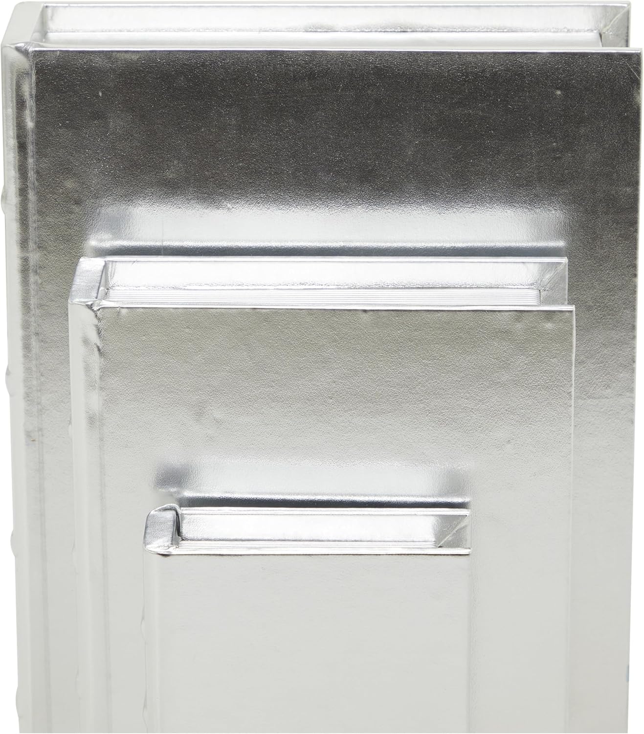 CosmoLiving by Cosmopolitan Faux Leather Decorative Box Faux Storage Book / 12", 9", 6"H / Silver