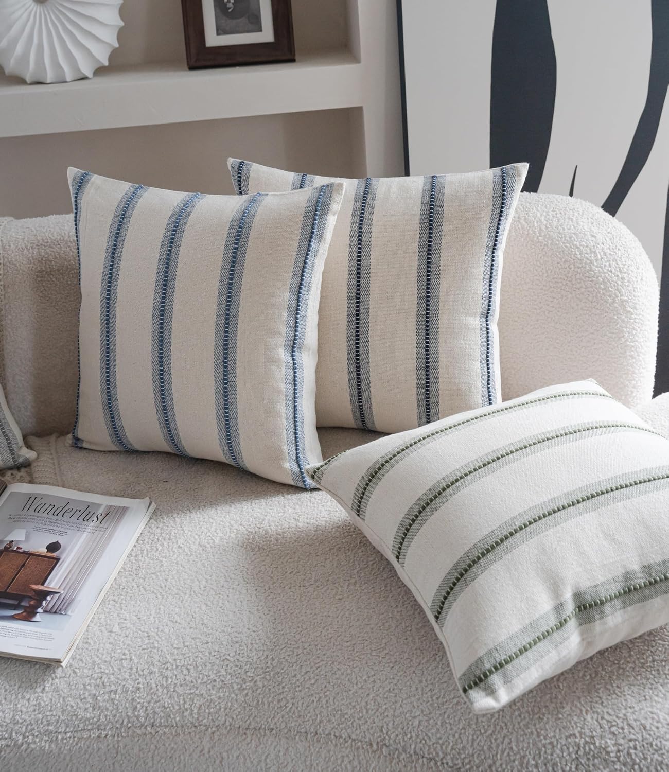 Boho Throw Pillow Covers / Classic Blue / 18 x 18 / Set of 2