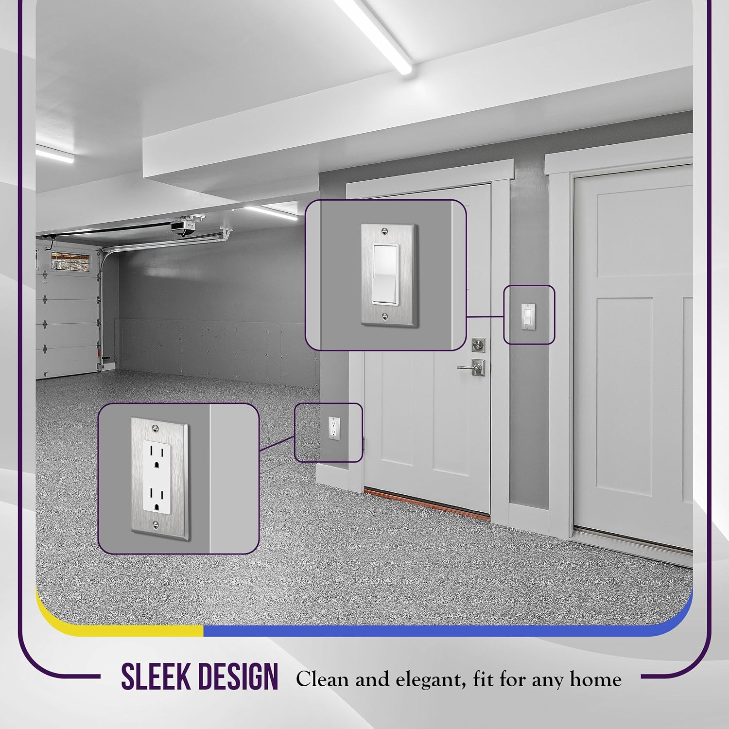 ENERLITES Decorator Switch or Receptacle Outlet Metal Wall Plate, Stainless Steel Outlet Cover, Corrosion Resistant