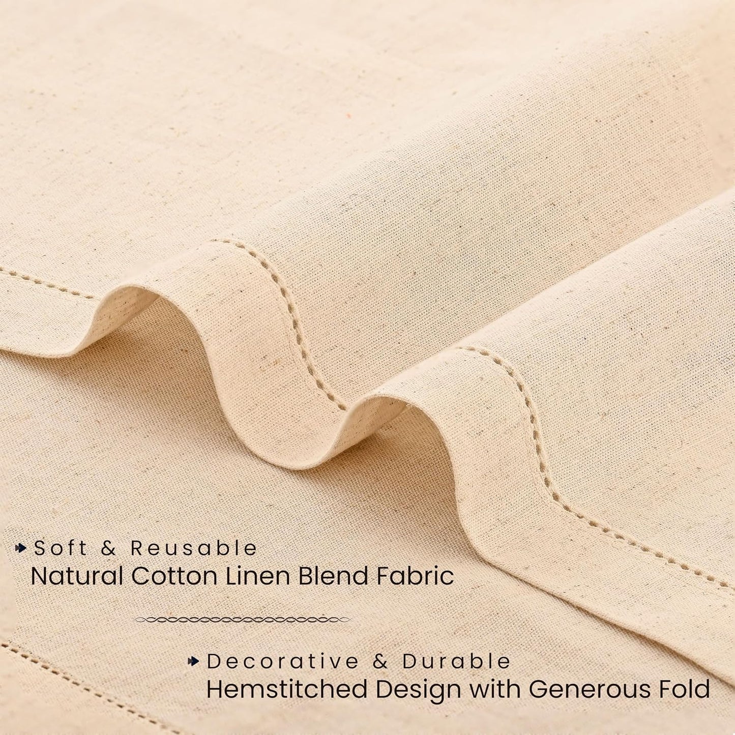 FINGERCRAFT Hemstitch Cloth Napkin Cotton, 20x20 Inch, 12 Pack, Ivory | Premium high GSM cotton, large size & generous