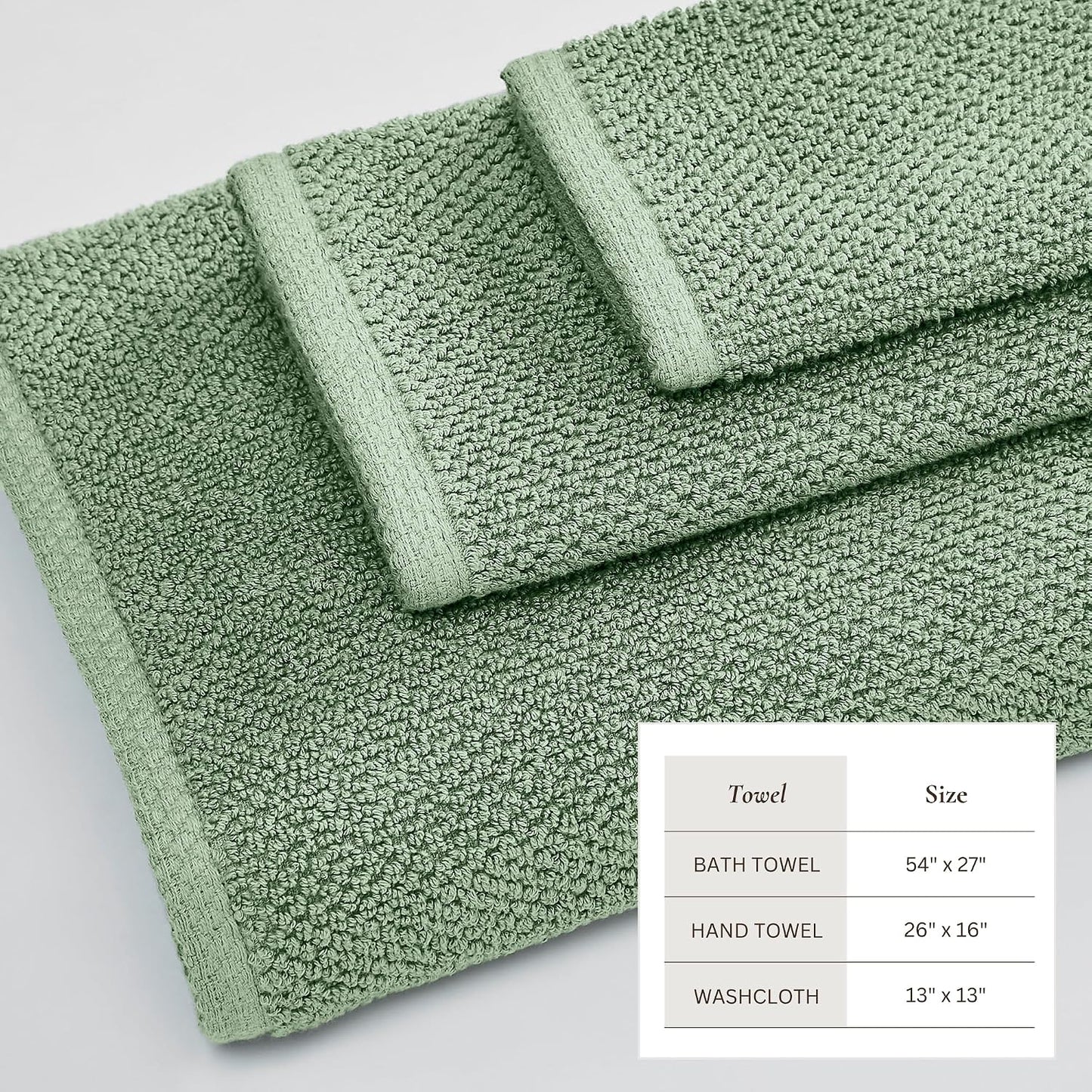 Great Bay Home 100% Cotton 6 Piece Towel Set - Absorbent, Quick-Drying, Durable Bath Towels for Bathroom Decor