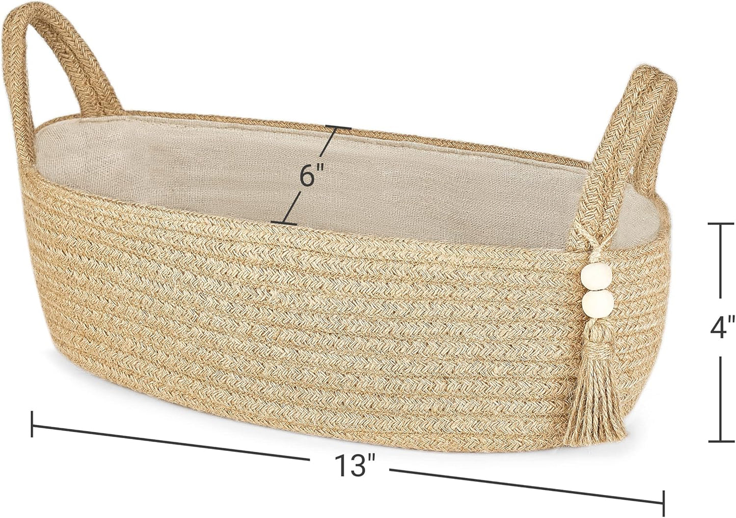 Storage Basket for Toilet Tank Top Boho Bathroom Decor Woven Rope Toilet Paper Tray / Brown / Small