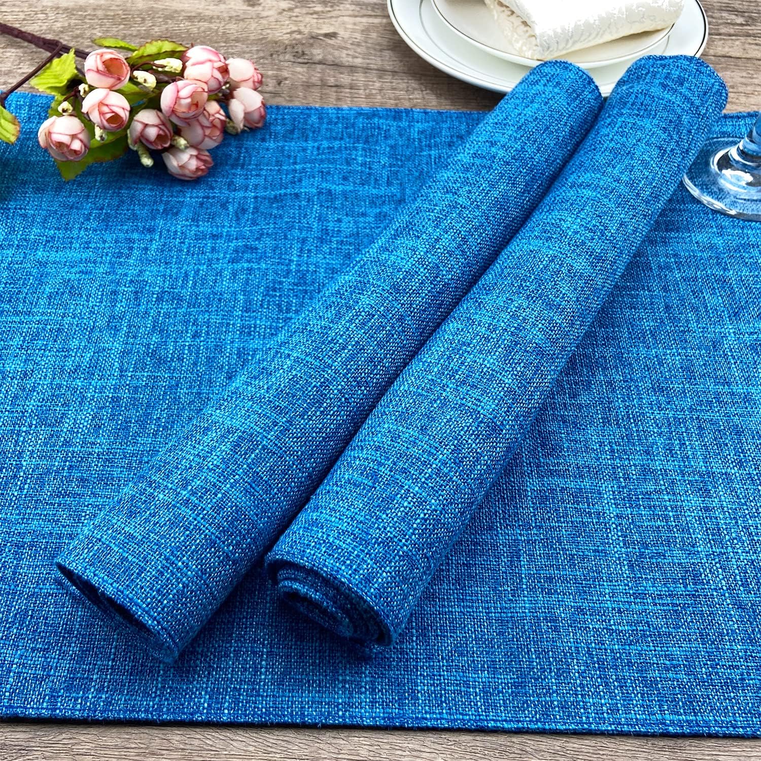 Weabetfu Cloth Placemats Set of 6 Heat Resistant Dining Table Placemmats | Cotton Linen Machine Washable Kitchen Table