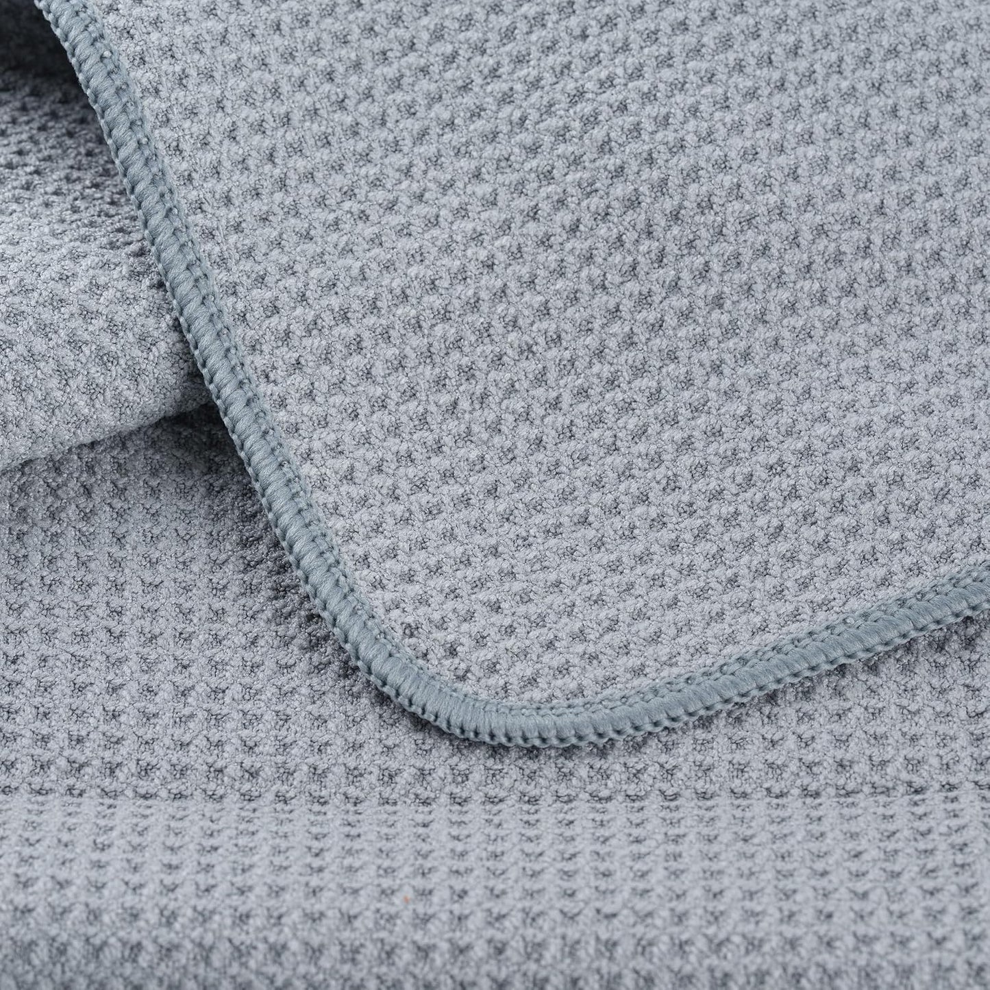 POLYTE 340 GSM Microfiber Waffle Kitchen Dish Tea Towel, 16x28 in, 12 Pack | Lint Free, Quick Dry