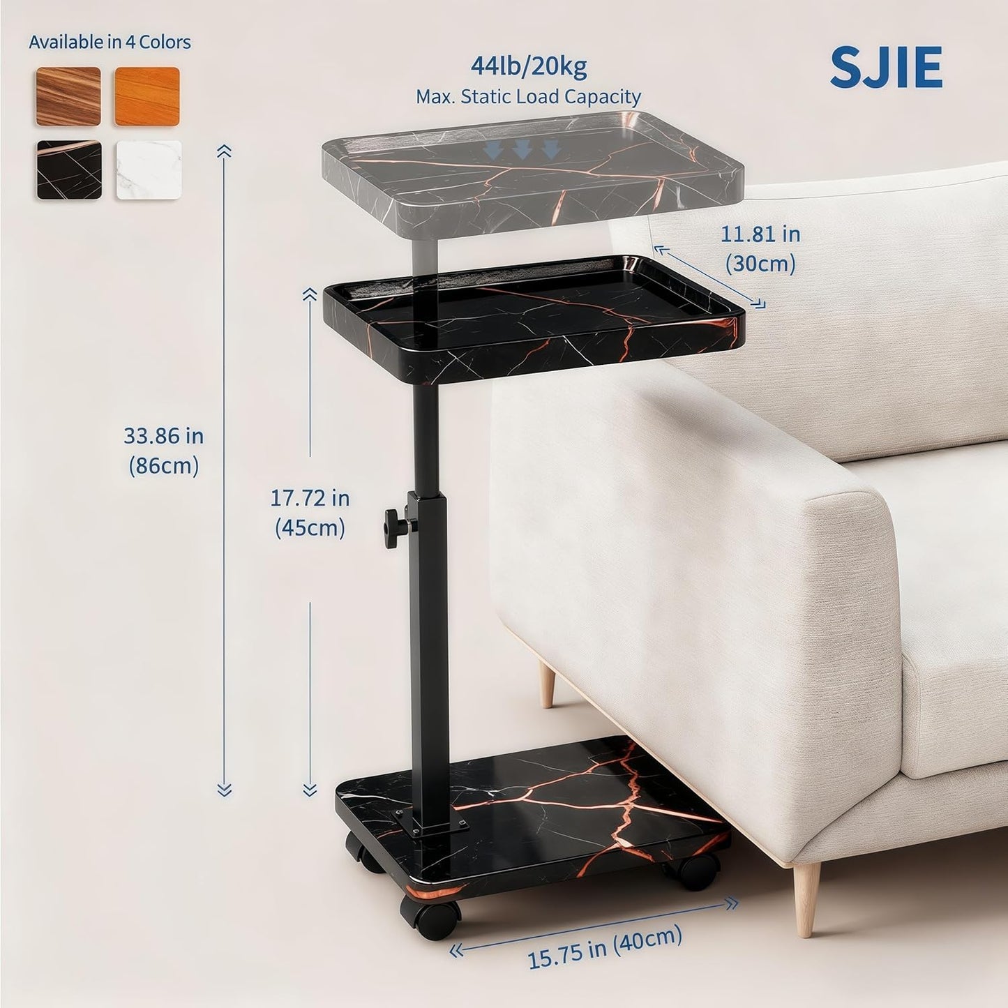360°Swivel TV Tray Table for Small Spaces / L15.7*w11.8 / Black-height Adjustable