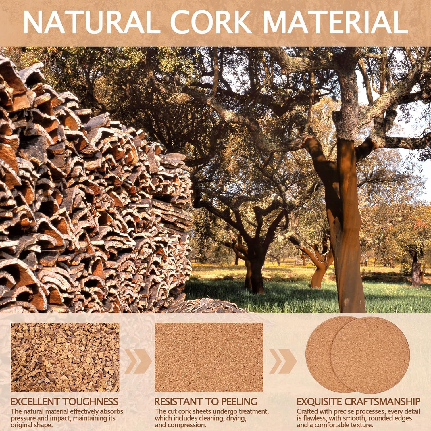 Cork Coasters for Laser Engraving / Round / Set of 160