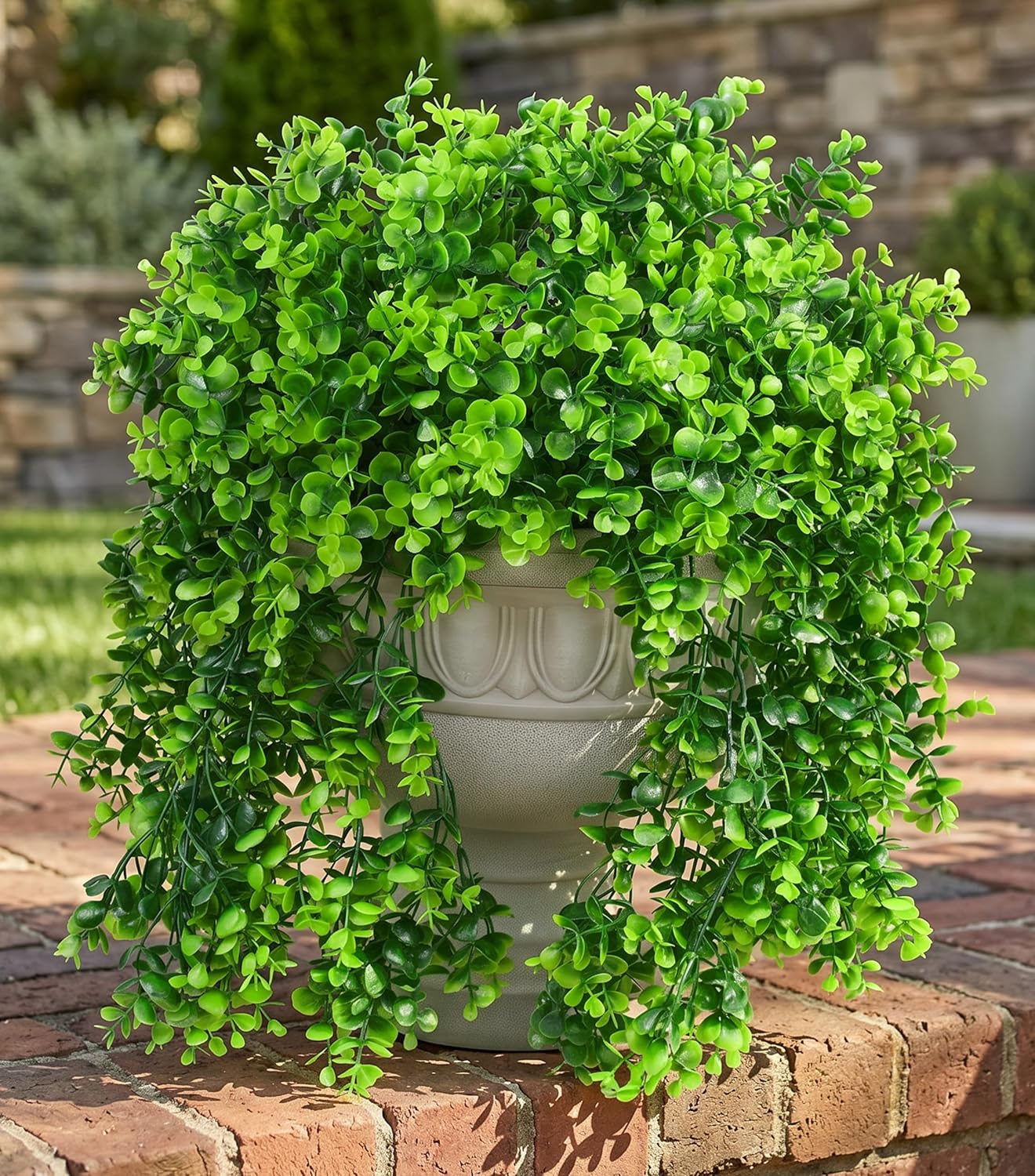 Faux Outdoor Plants Fake Hanging Plants / Eucalyptus Vine - Green / Set of 2
