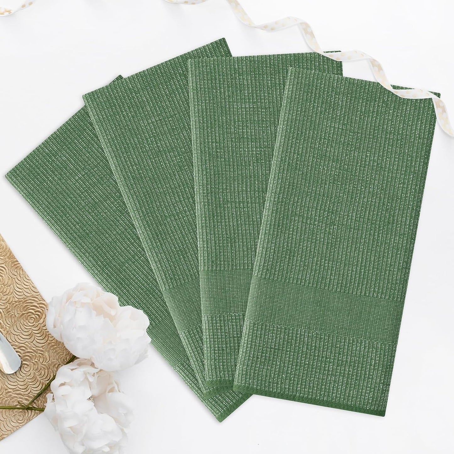 Homaxy 380 GSM Cotton Premium Kitchen Towels 6 Pack, 18"x 28", Grass Green | Flat and Terry Dish Towels, Highly