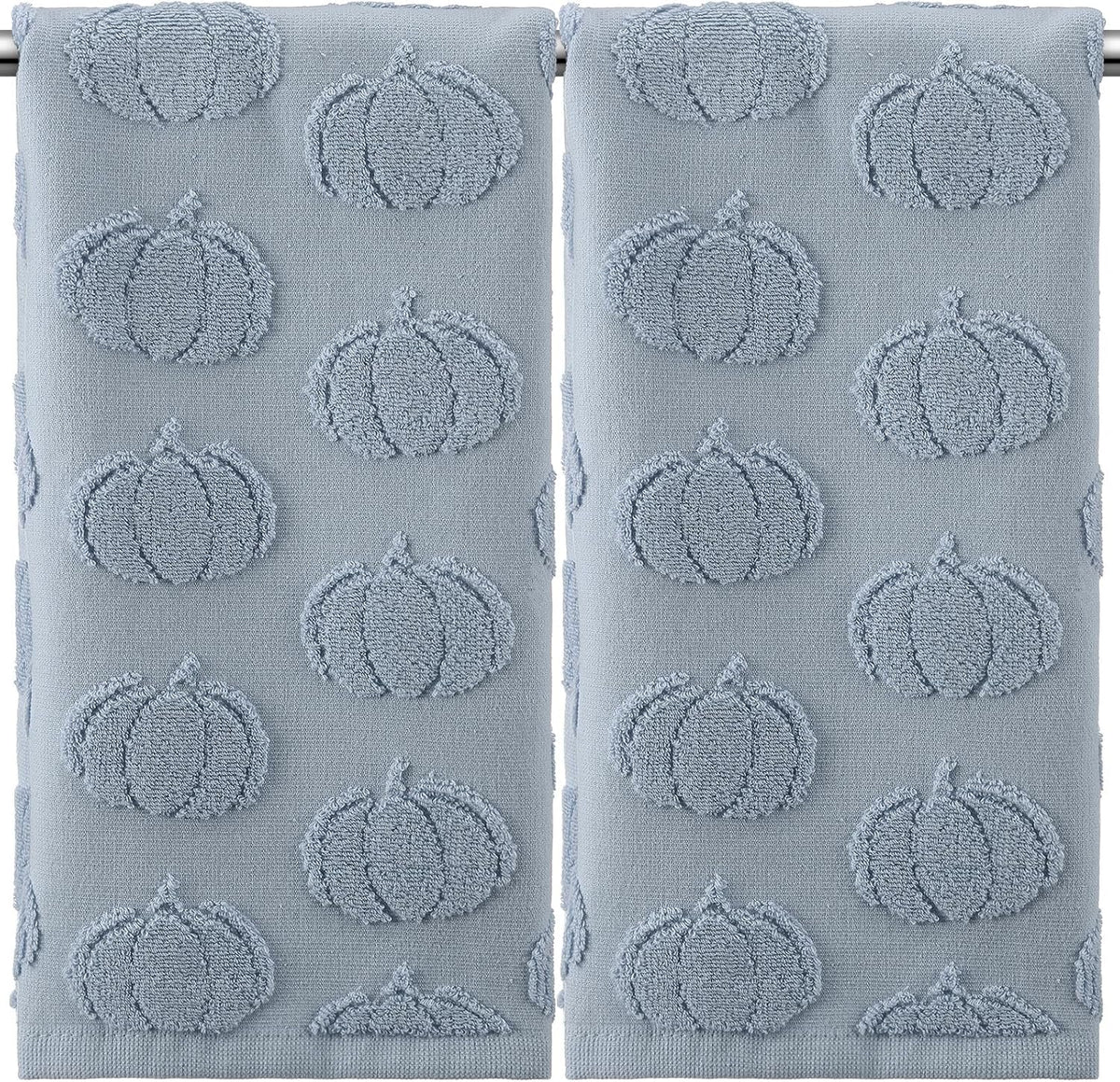 Mindsoft 2 Pcs Fall Hand Towels 3D Pumpkin Jacquard,Blue