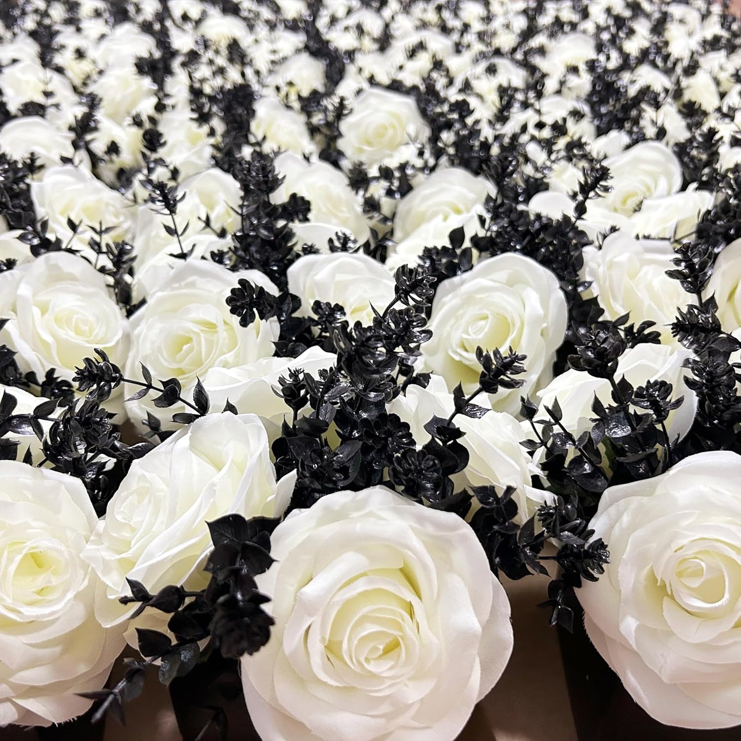 Artificial Flowers / Small Ceramic Vases / White+black