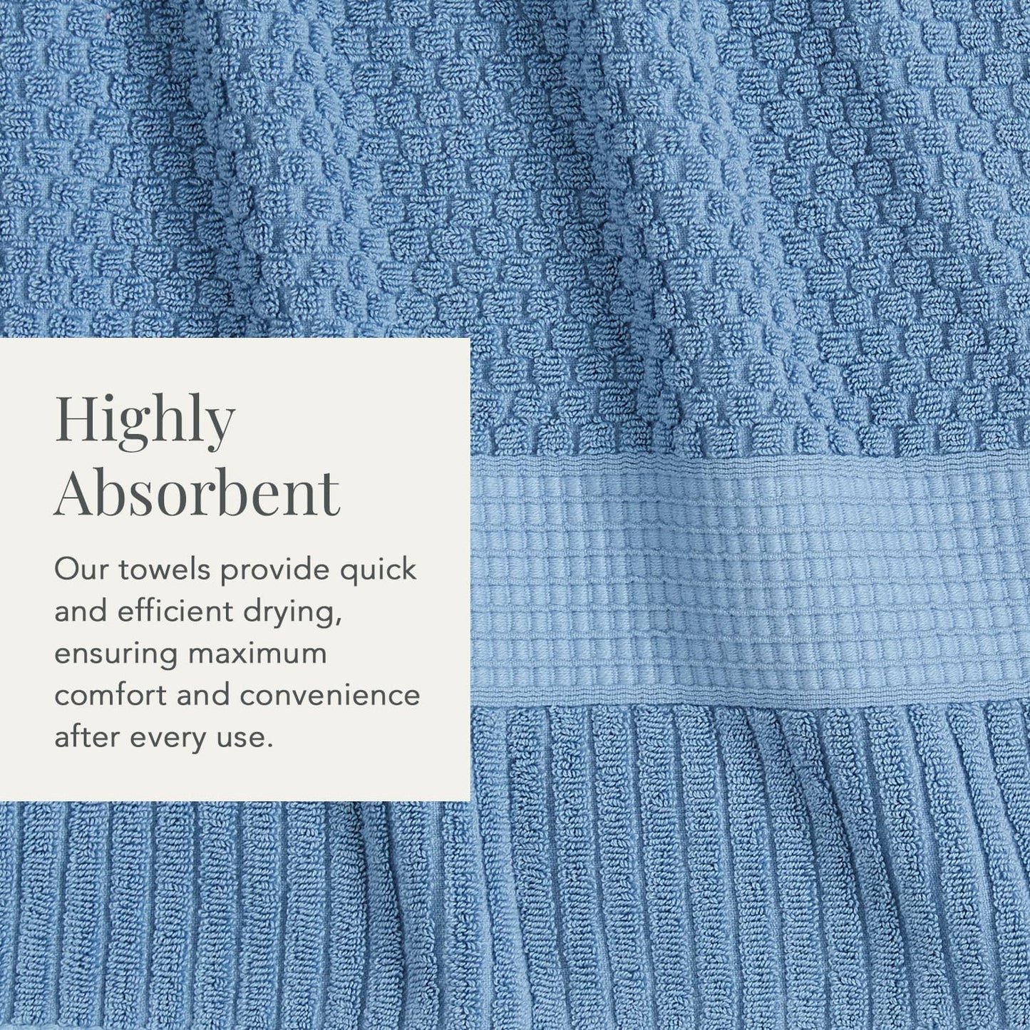 NY Loft 100% Cotton 4-Pack Bath Towel Set | Blue | Oeko-TEX | Quick-Dry | Four 30" x 52" Bath Towels | Super Absorbent
