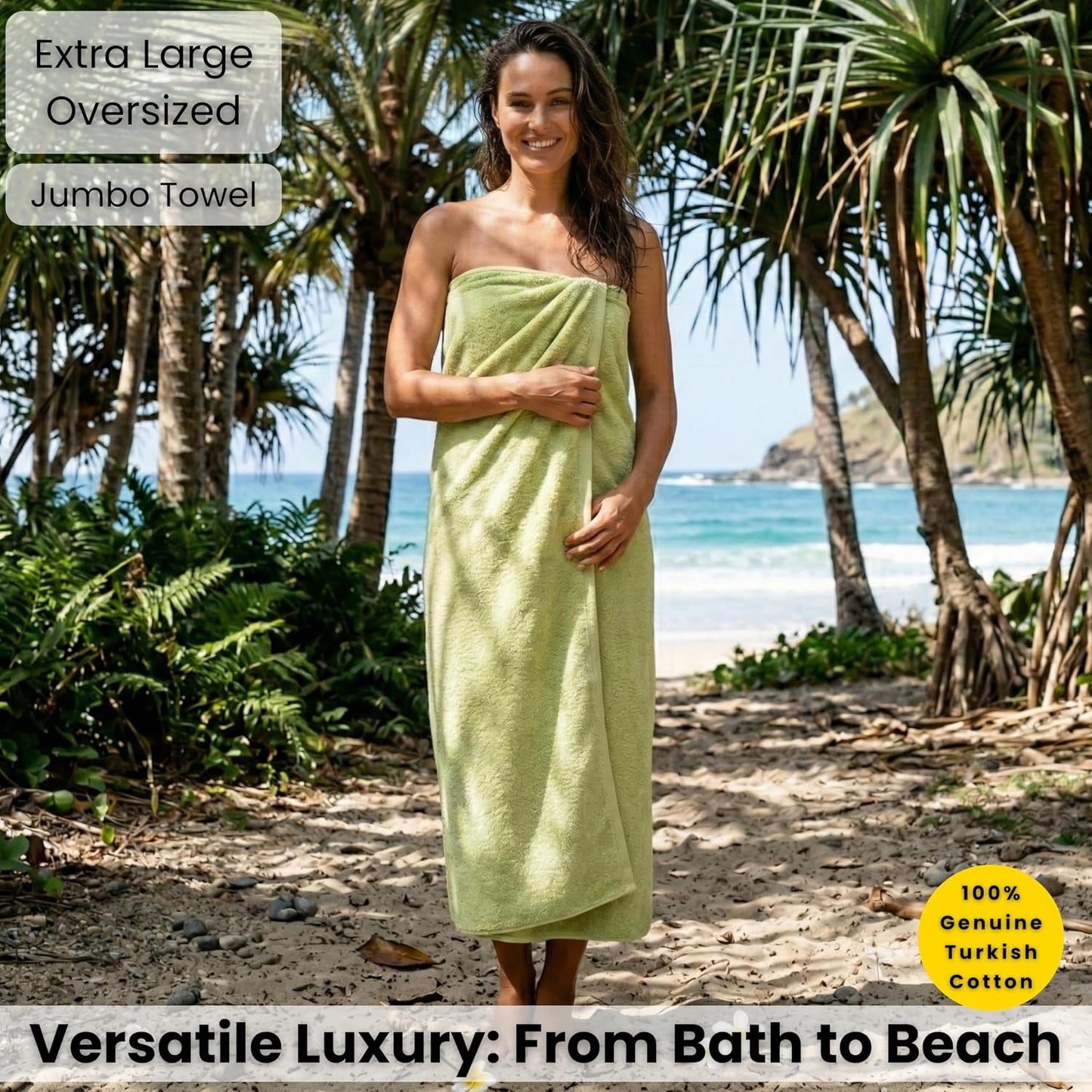 SALBAKOS Luxury 100% Turkish Cotton Bath Sheet 40x80 in (1-Piece, Green) | Extra Large Jumbo Oversized Bathroom and