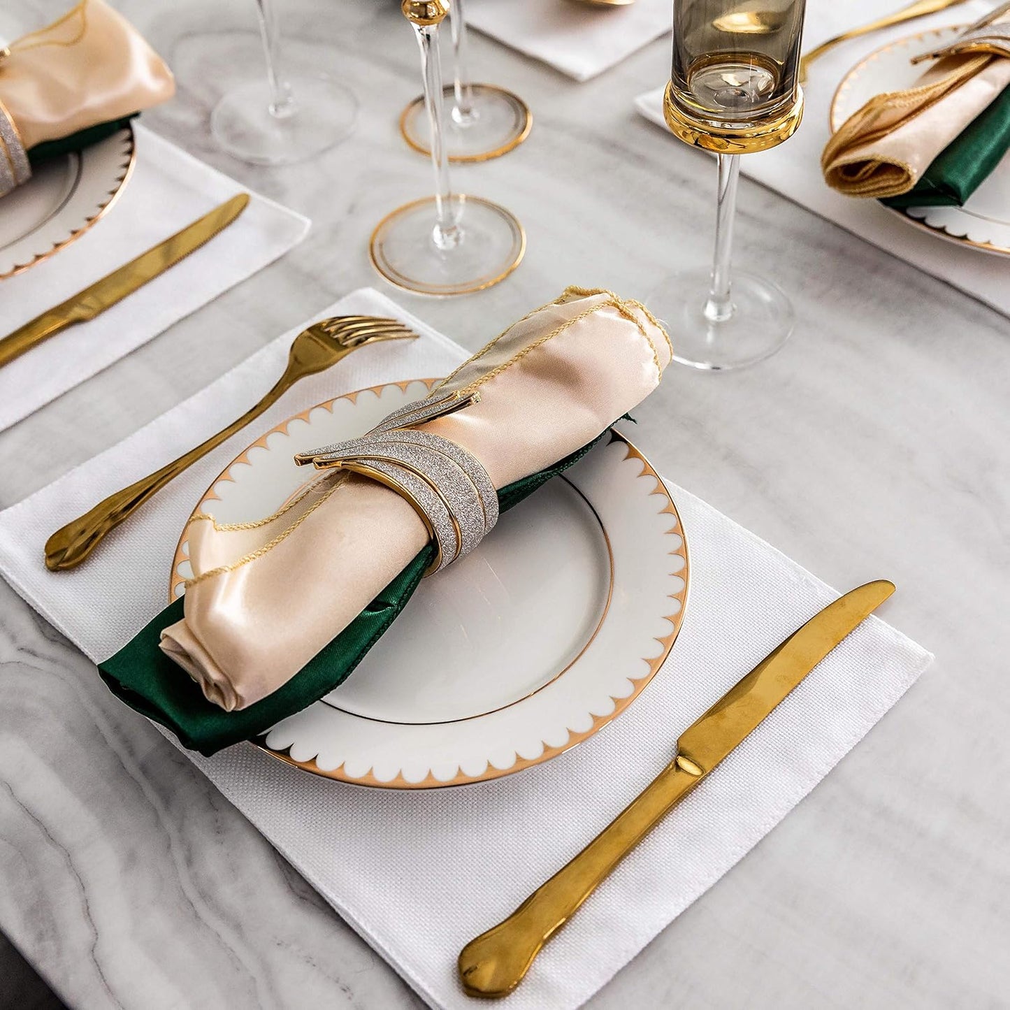 Home Brilliant White Placemats Set of 8 Cloth Placemat Decorations Heat Resistant Washable Place Mats Set of 4 for