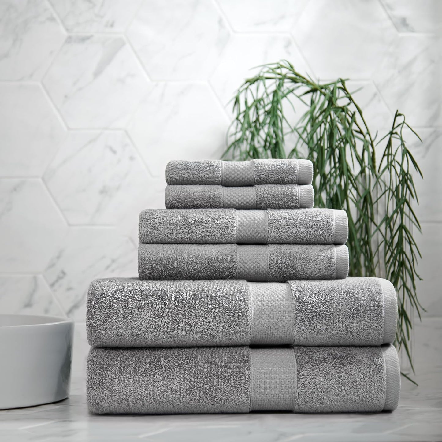 Aston & Arden Luxury Egyptian Cotton Bath Towels, Pack of 2, 600 GSM Plush Soft Absorbent Bathroom Towels for Spa or
