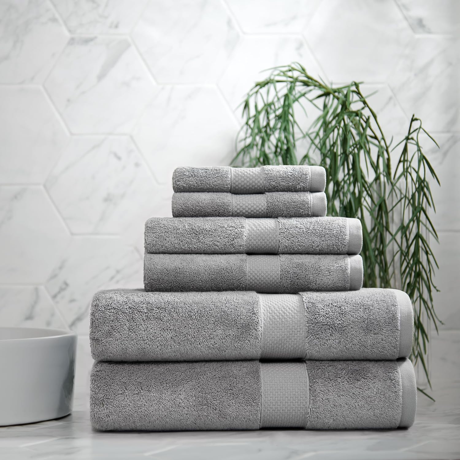 Aston & Arden Luxury Egyptian Cotton Bath Towels, Pack of 2, 600 GSM Plush Soft Absorbent Bathroom Towels for Spa or
