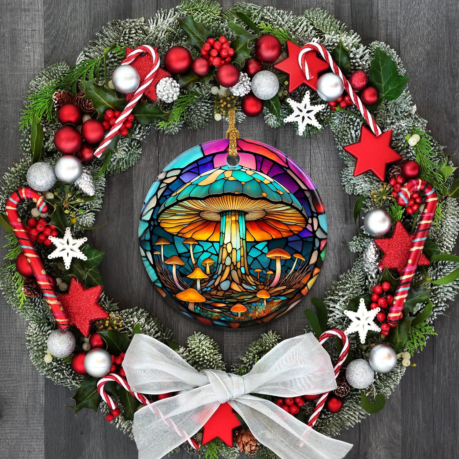 Stained Ceramic Mushroom Ornament / Mushroom-s126