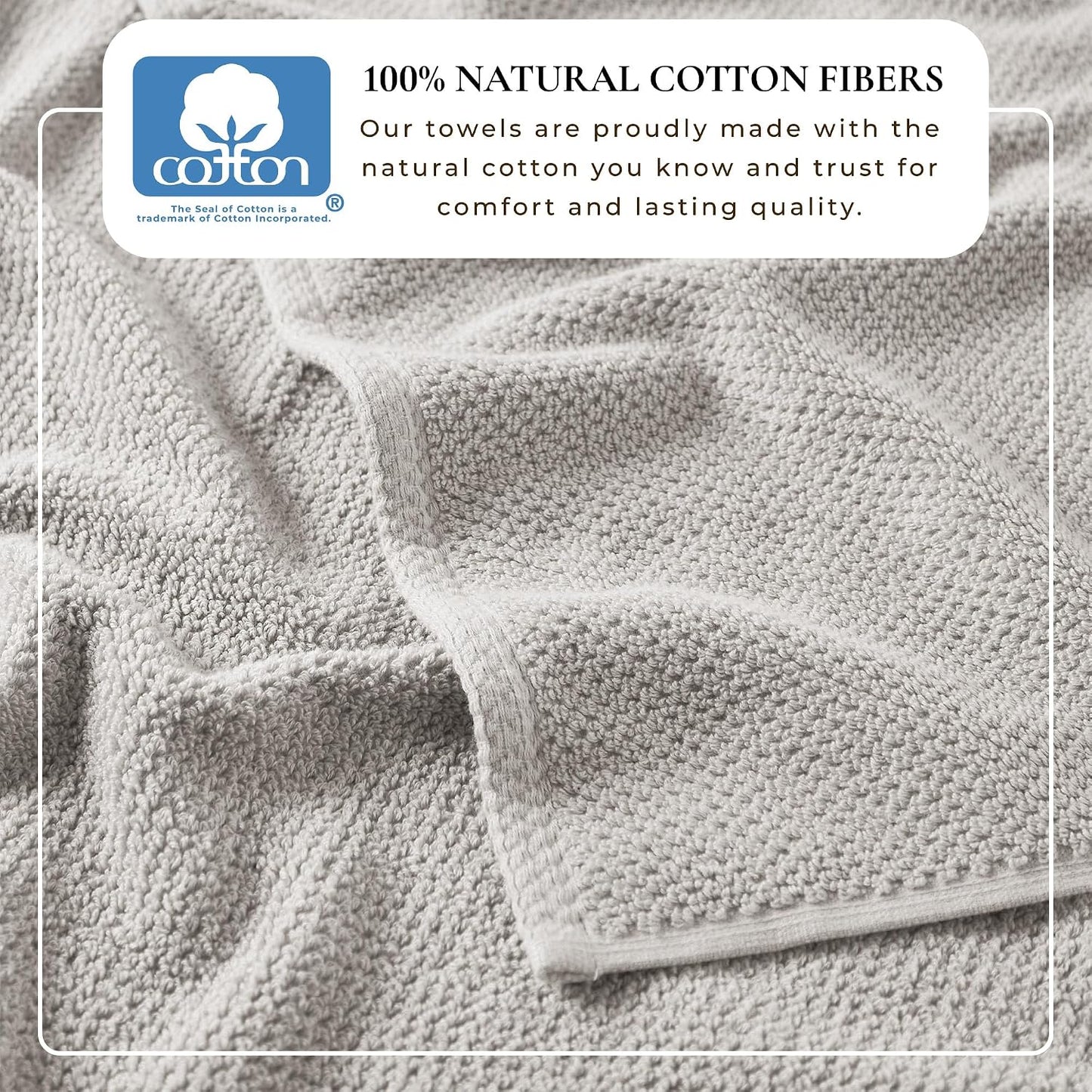 Great Bay Home 100% Cotton 4 Pack 54x27 Bath Towel Set - Absorbent, Quick-Drying, Durable Towels for Bathroom Decor