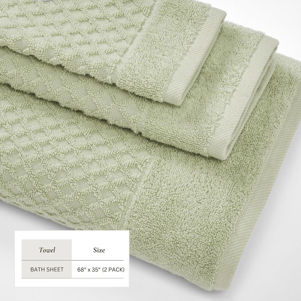 Great Bay Home Oversized Bath Sheets - 100% Cotton 2 Pack 68x35 Extra Large Towel - Absorbent, Durable, Quick-Dry