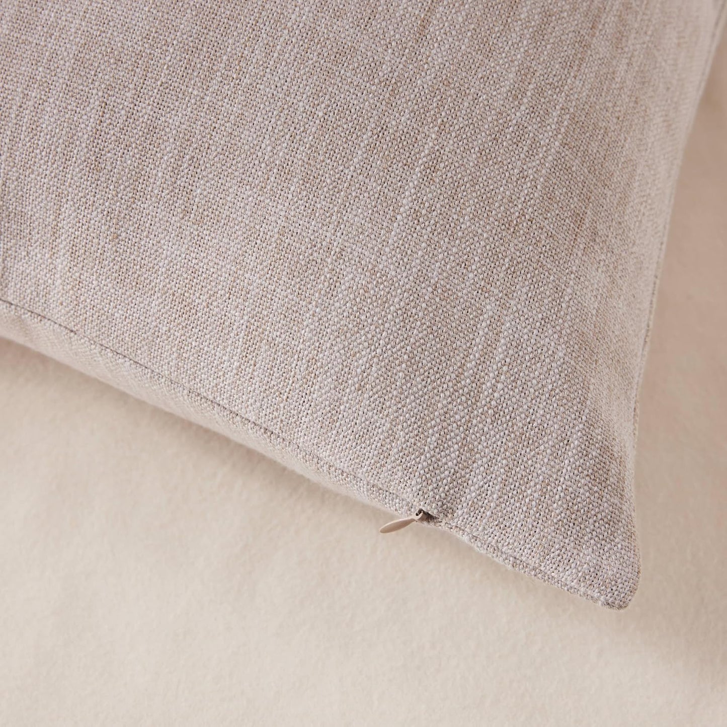 Rustic Cotton Linen Throw Pillow Covers / Taupe / 18 x 18 / Set of 2