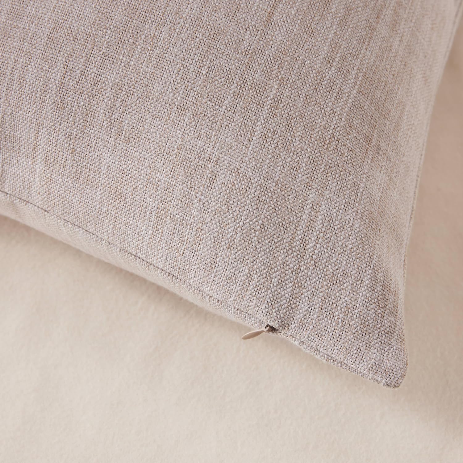 Rustic Cotton Linen Throw Pillow Covers / Taupe / 18 x 18 / Set of 2