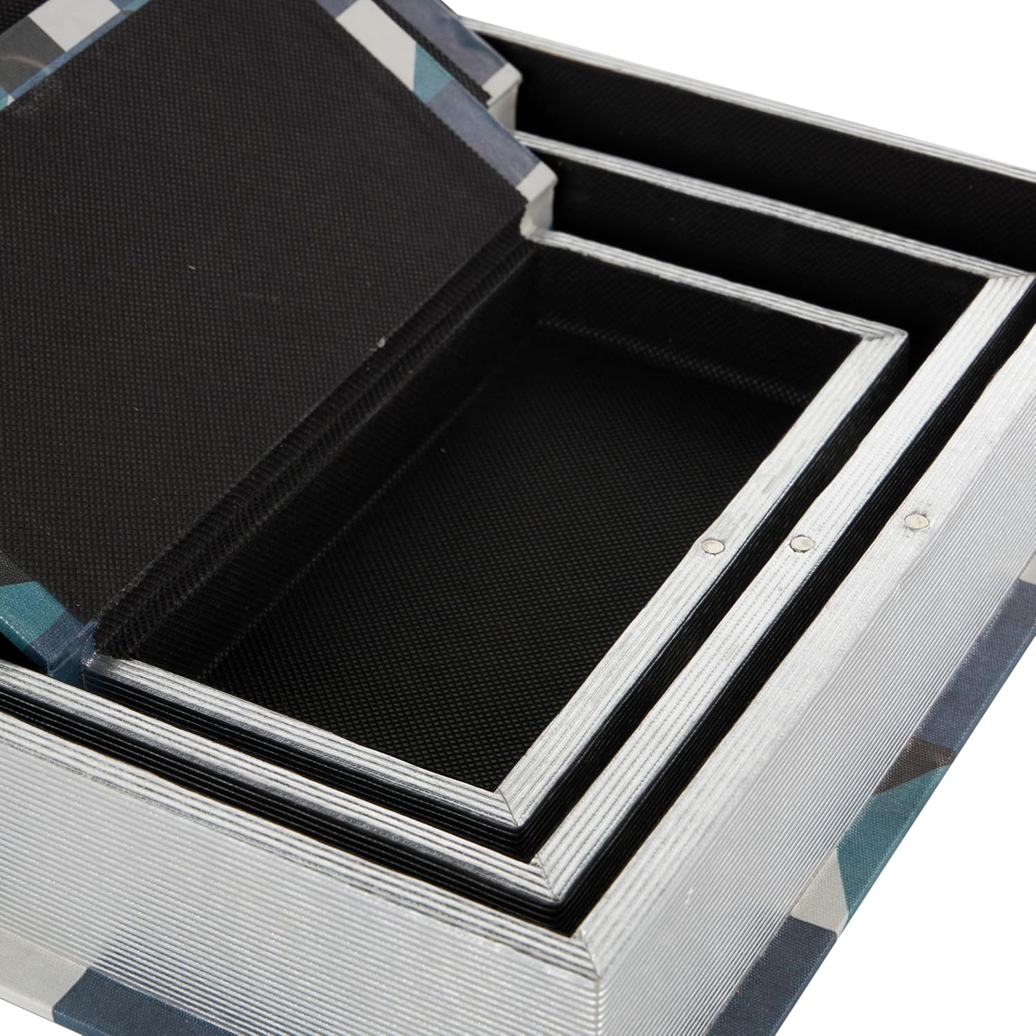 Faux Leather Decorative Box Faux Book Storage Book Shaped Boxes / Blue / 13", 11", 9"H