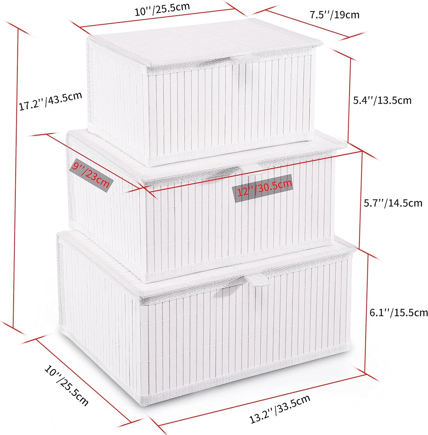 Woven Lined Storage Basket / Pure White / Set of 3