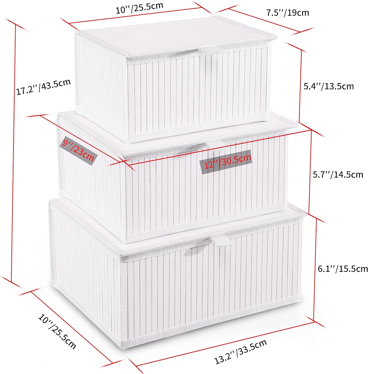 Woven Lined Storage Basket / Pure White / Set of 3