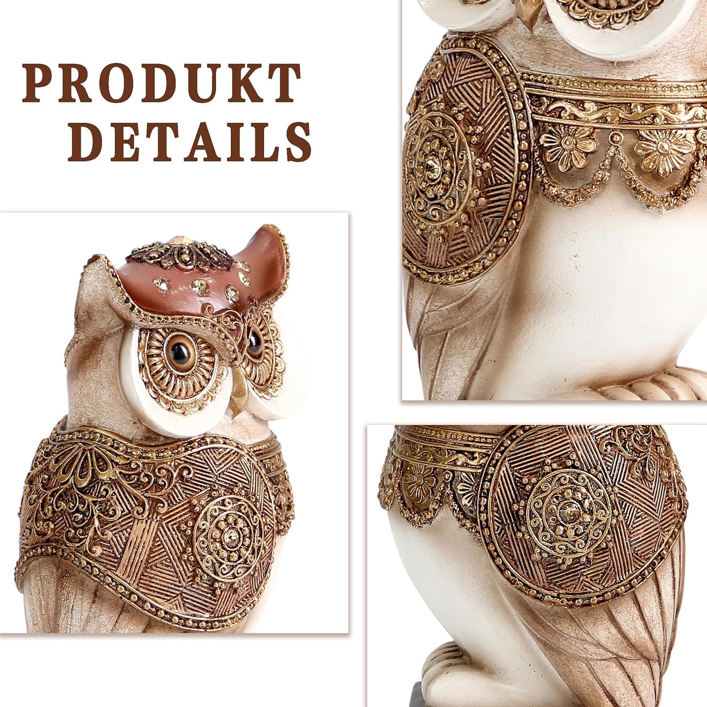 Owl Statue / Shelf Bookshelf Table Office Living Room Decor Owl Figurine / Beige