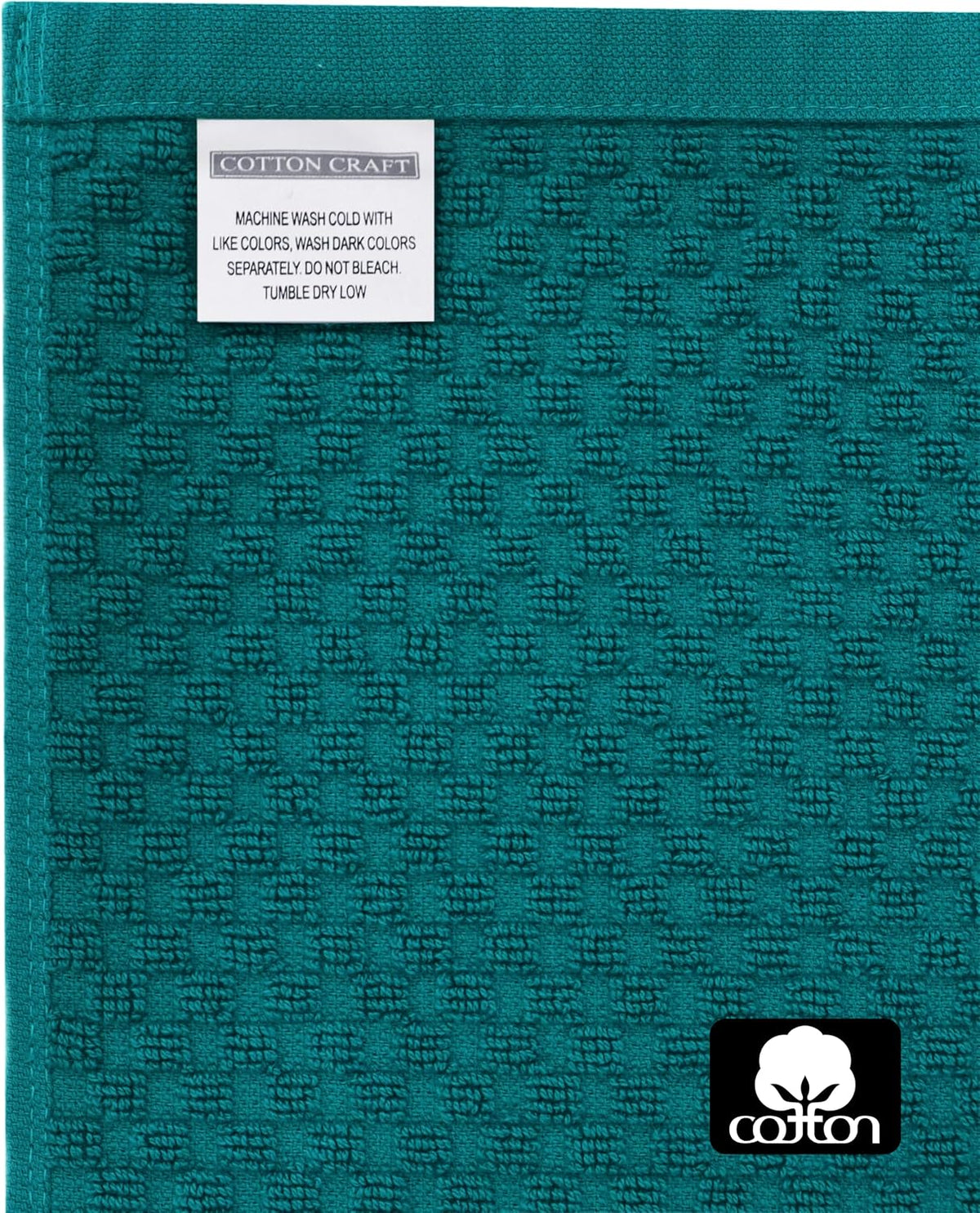 COTTON CRAFT Amazing Kitchen Towels - 8 Pack 100% Cotton Waffle Terry Towel | Teal, Orange, Red, Green - 16x28 Euro