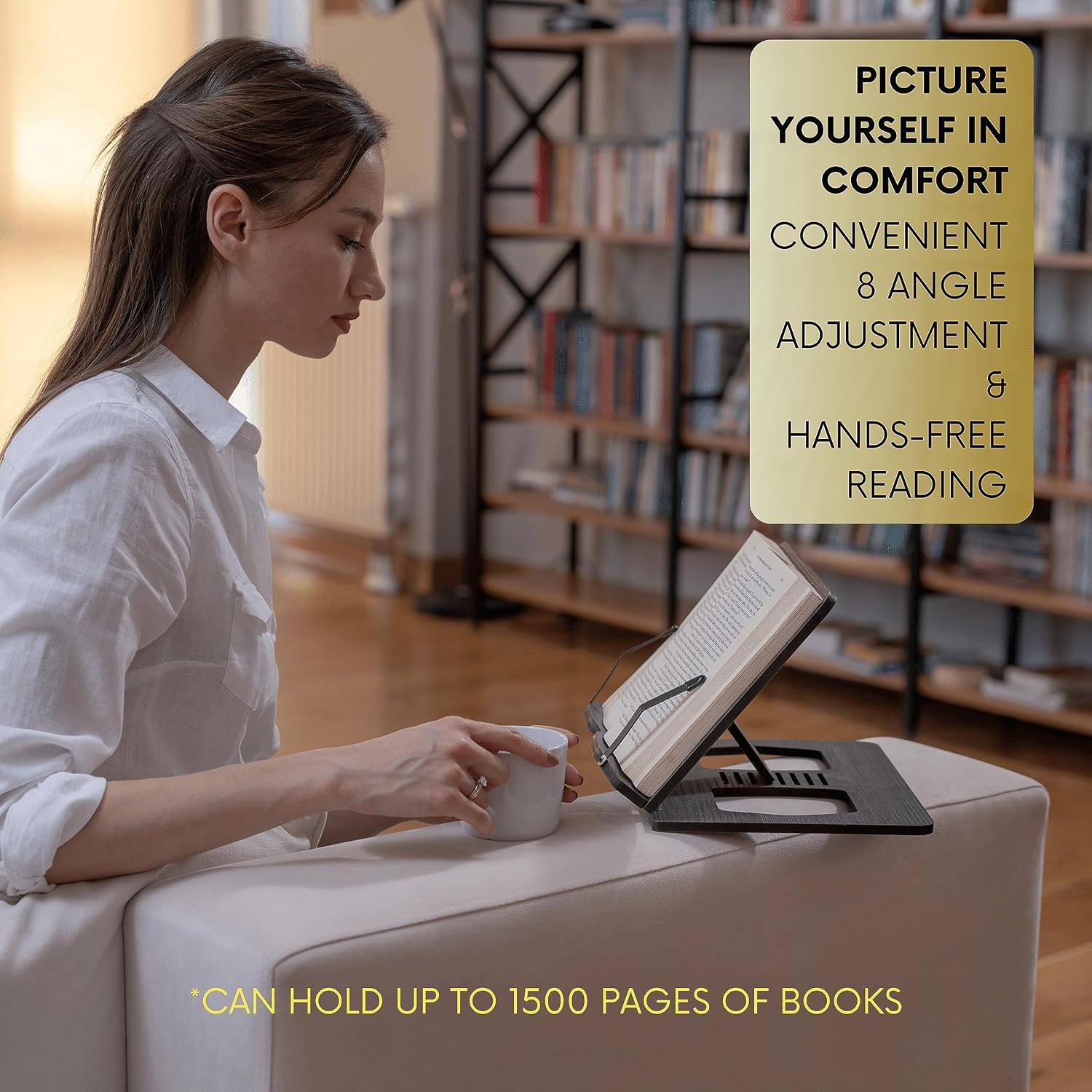 Vigo Wood Book Stand, Book Holder, Reading Stand, Cookbook Holder, Recipe Book Stand, Wooden Book Stands for Reading