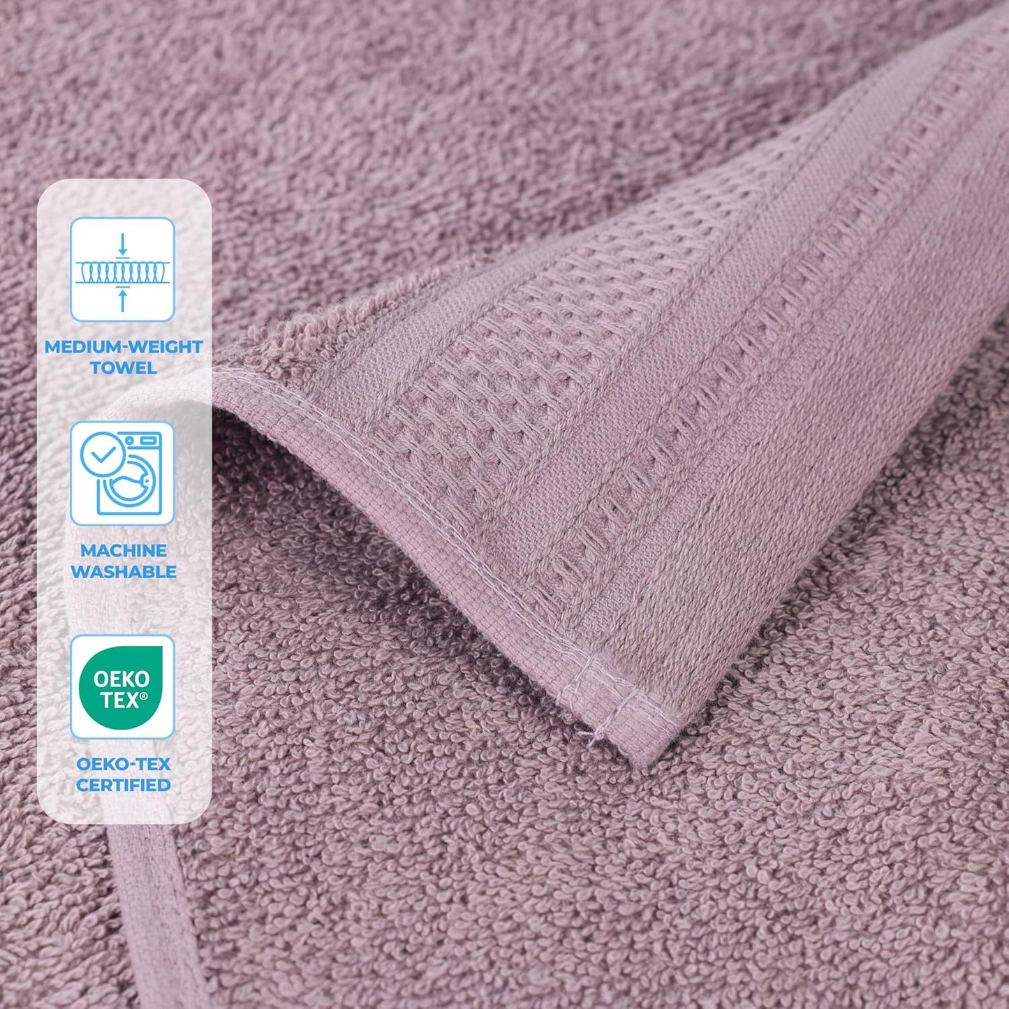 Superior Honeycomb 100% Cotton 500 GSM 12 Piece Bath Towel Set, 6 Washcloths, 4 Hand, 2 Bath Towels, Ideal for