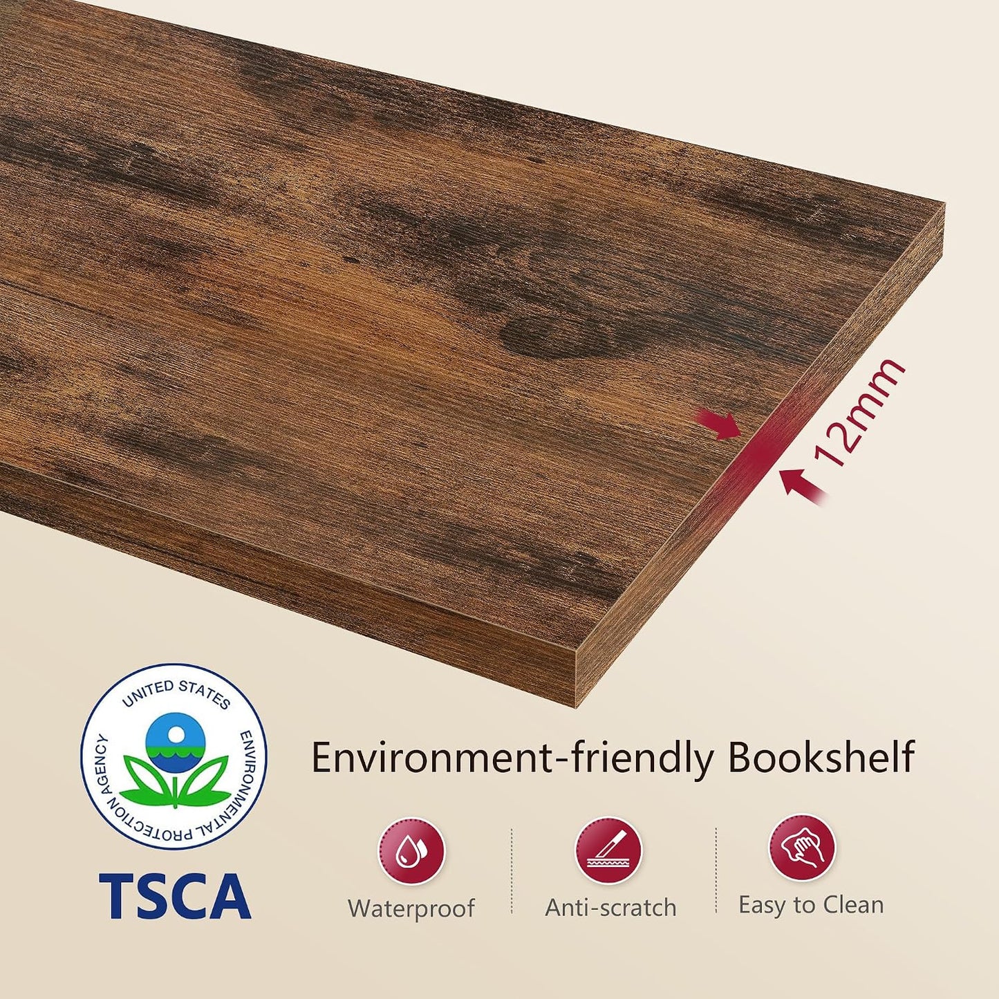 Tree Bookshelf 3-Tier Small Book Organizer, Rustic Brown | Mini Bookshelf, Small Bookcase, Modern Book Storage for