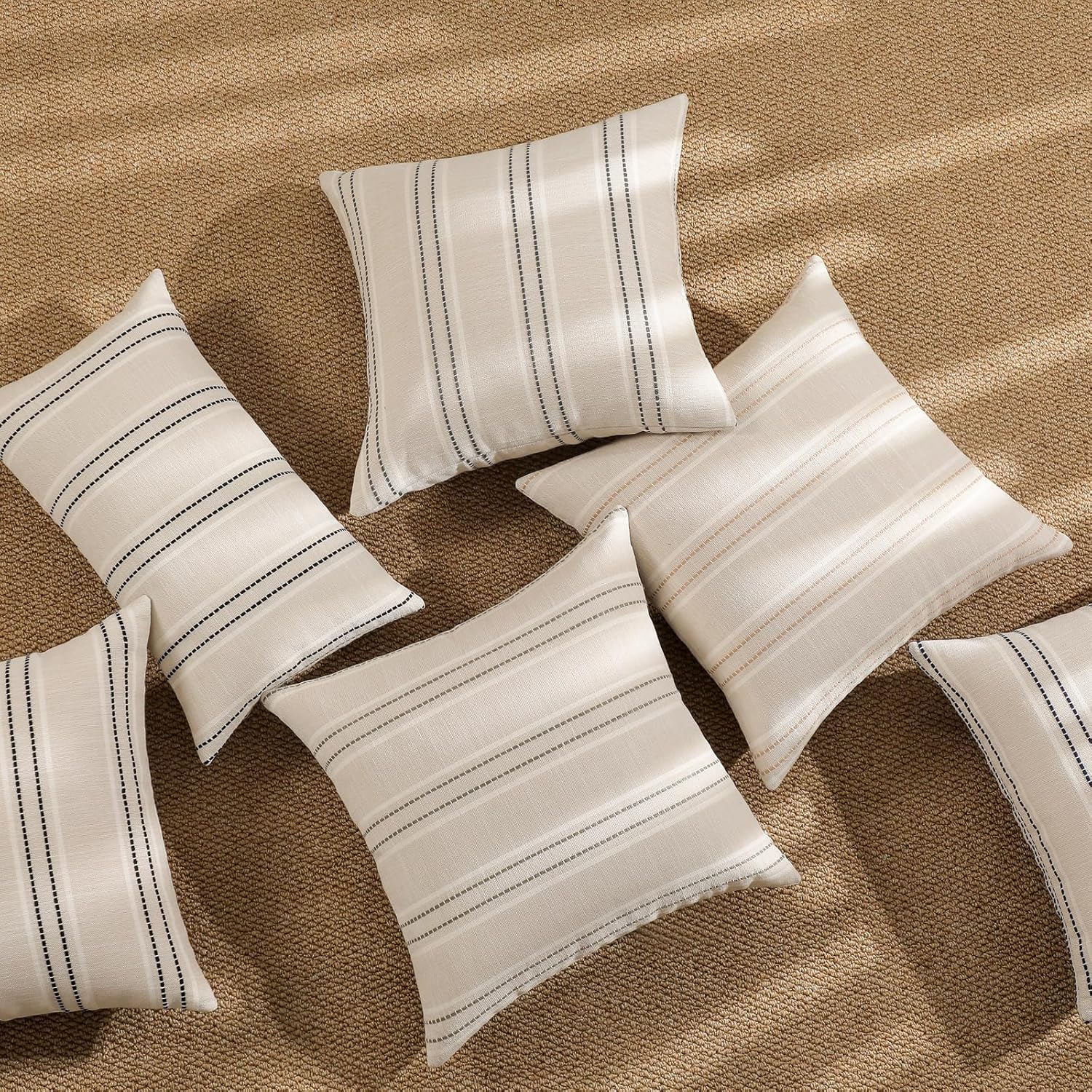 Throw Pillow Covers Striped Pillow Covers Textured Linen Decorative / Grey / 20 x 20 / Set of 2