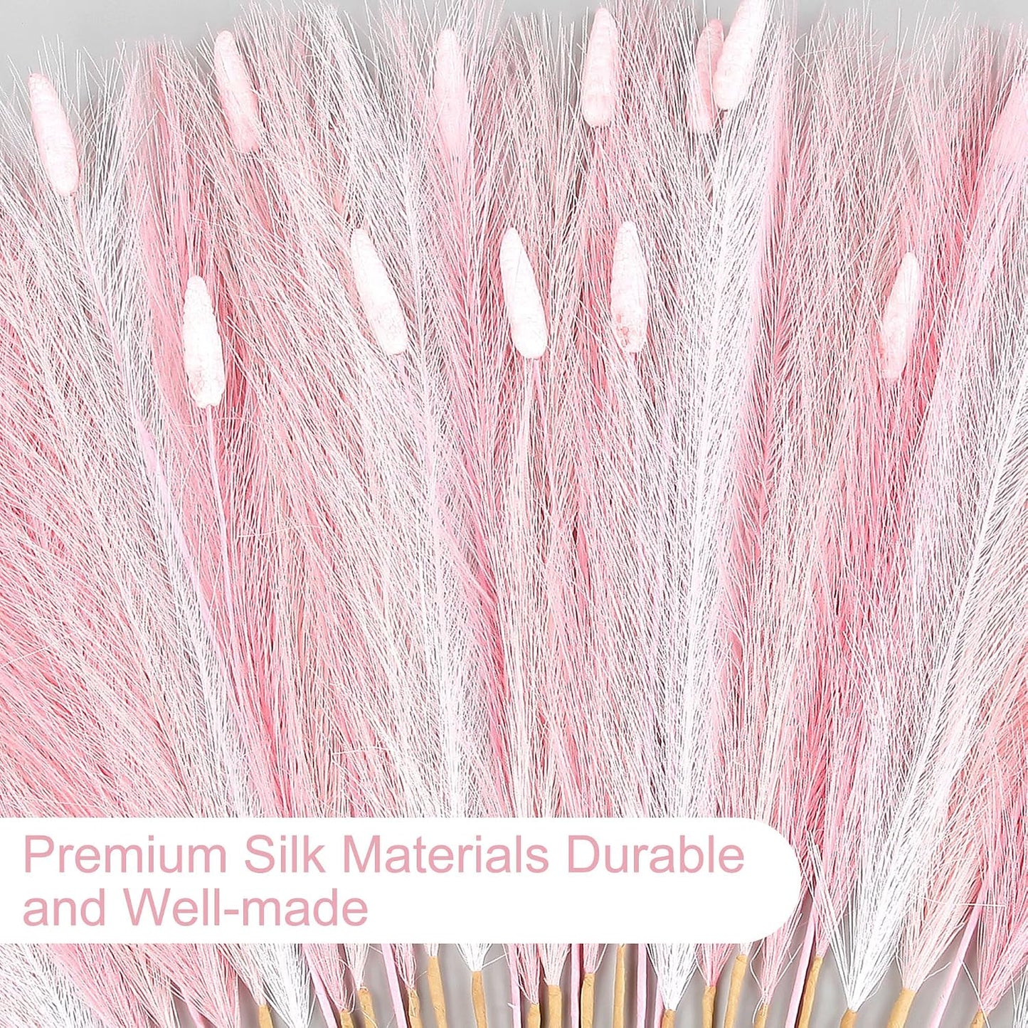 Bunny Tails Bulk Artificial Dried Flowers Small Vase / Pink / 23.6 Inch / Set of 45