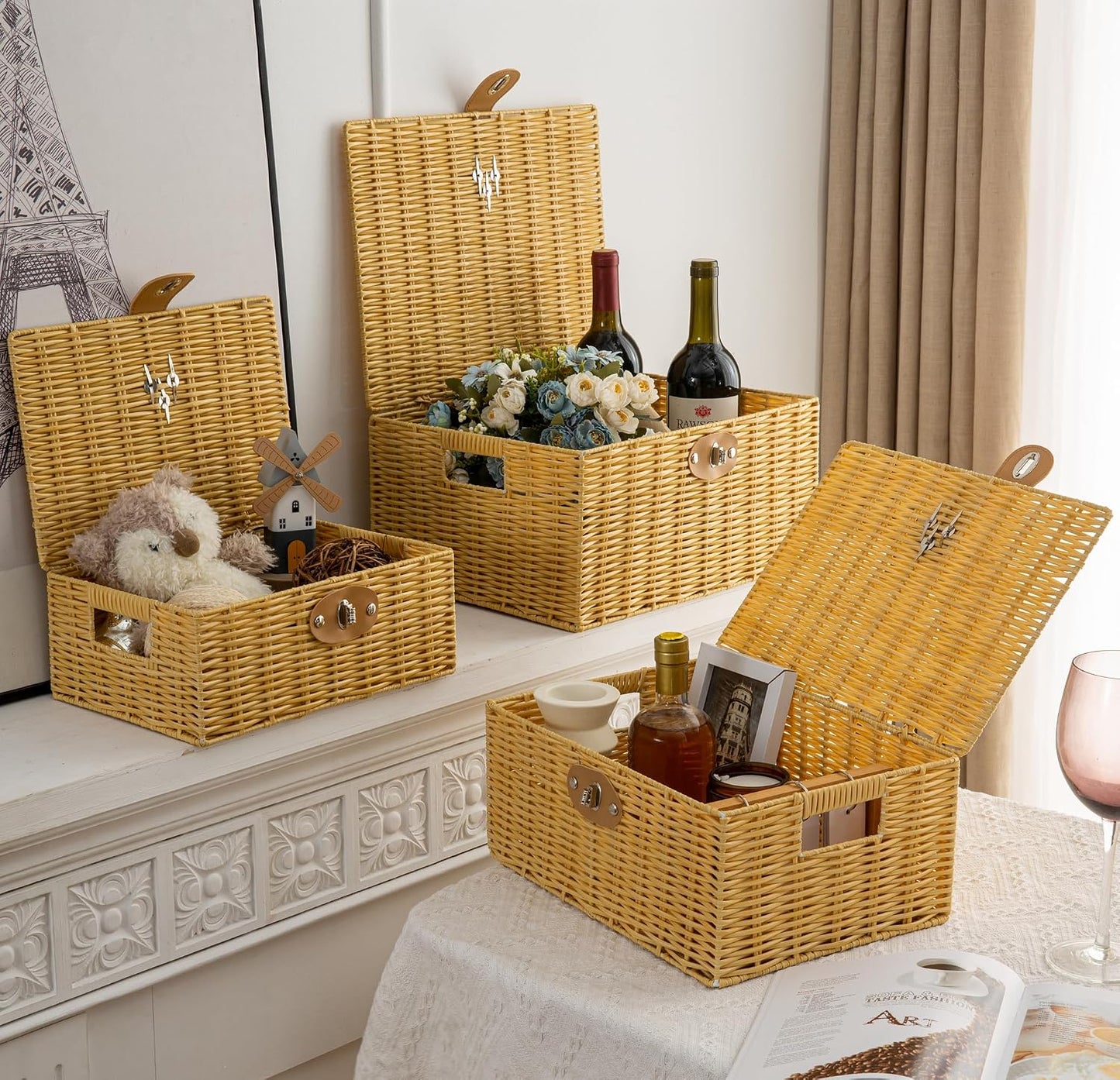 Woven Baskets / Wicker Storage Baskets / Set of 3