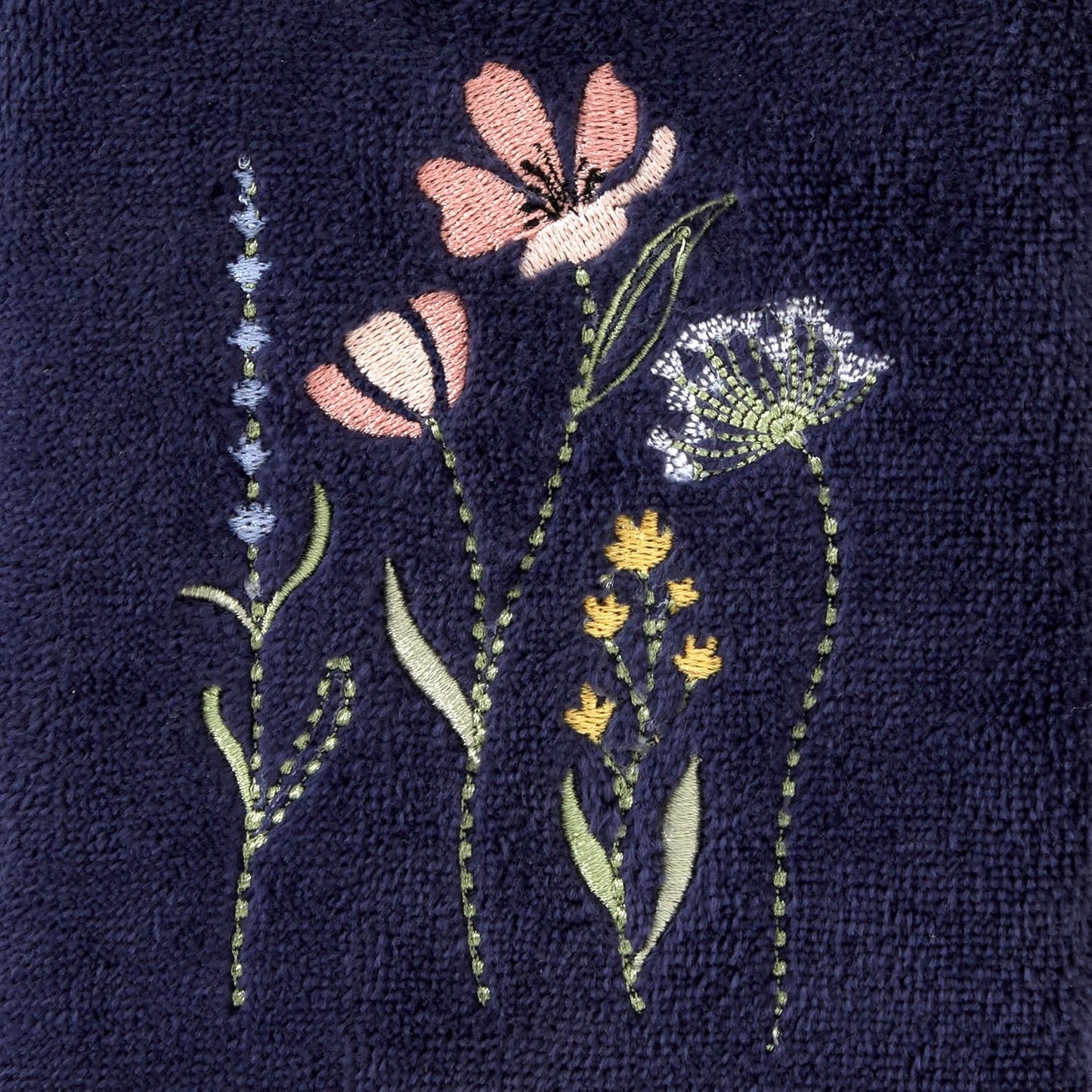 SKL Home Wildflower Field Hand Towel Set-2pc, Embroidered, Navy | 100% Cotton. Soft, decorative velour. For use in the