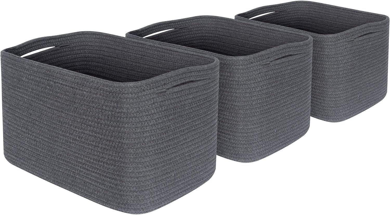Decorative Woven Storage Baskets / Charcoal Gray / Set of 3