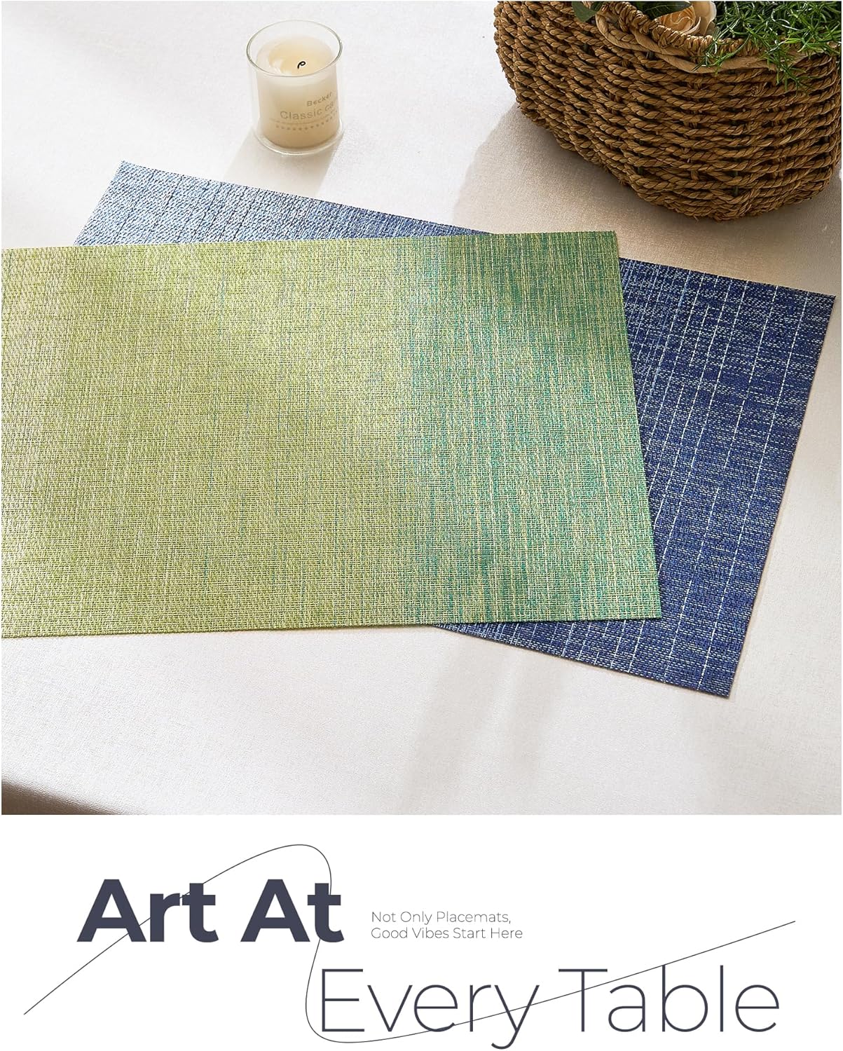Gradient Blue Woven Placemats / D1- Gradient Blue / Set of 8