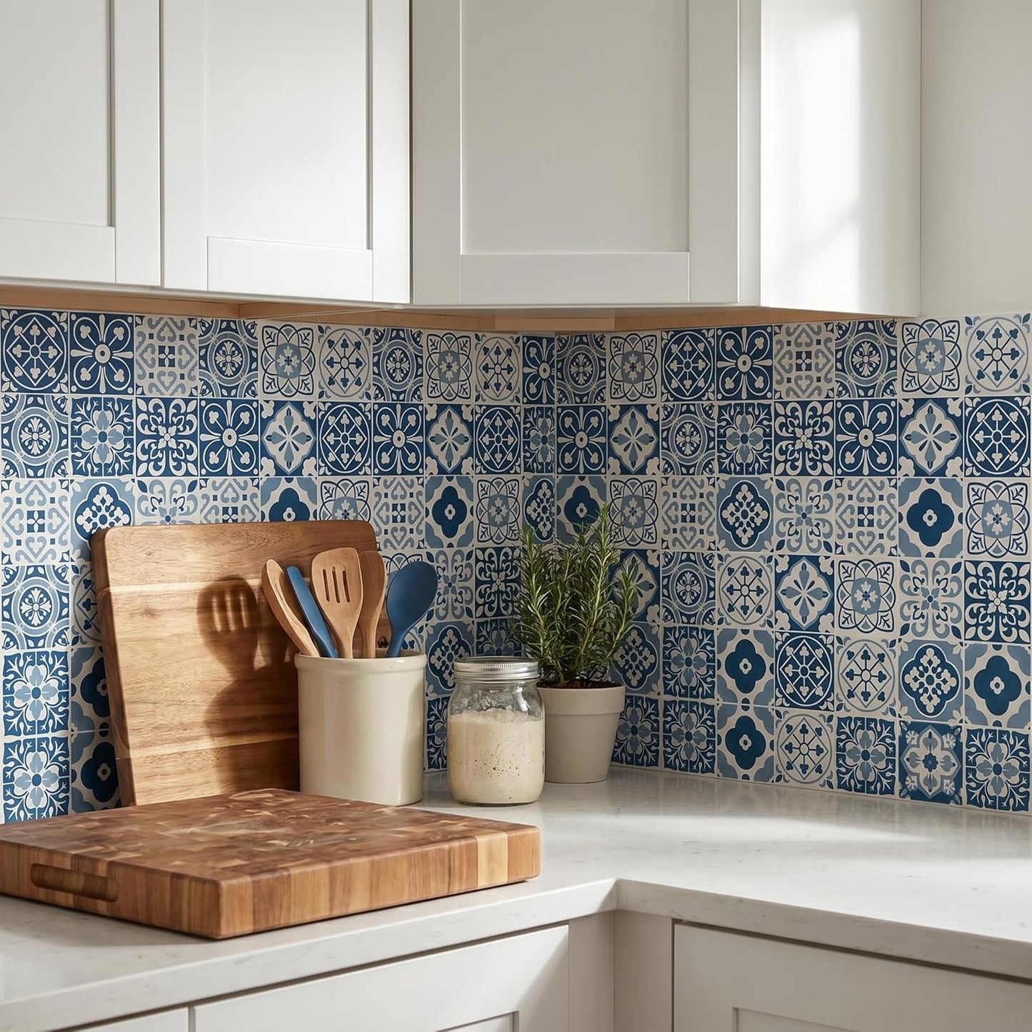 Mediterranean Tile Stickers / Blue / 4 x 4 / Set of 30