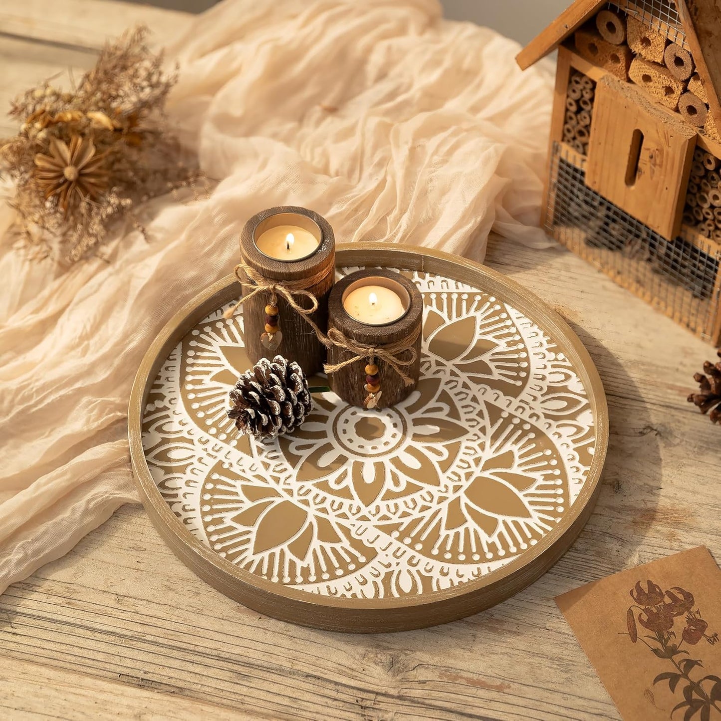 Boho Coffee Table Trays / 11.8 / Lotus Brown