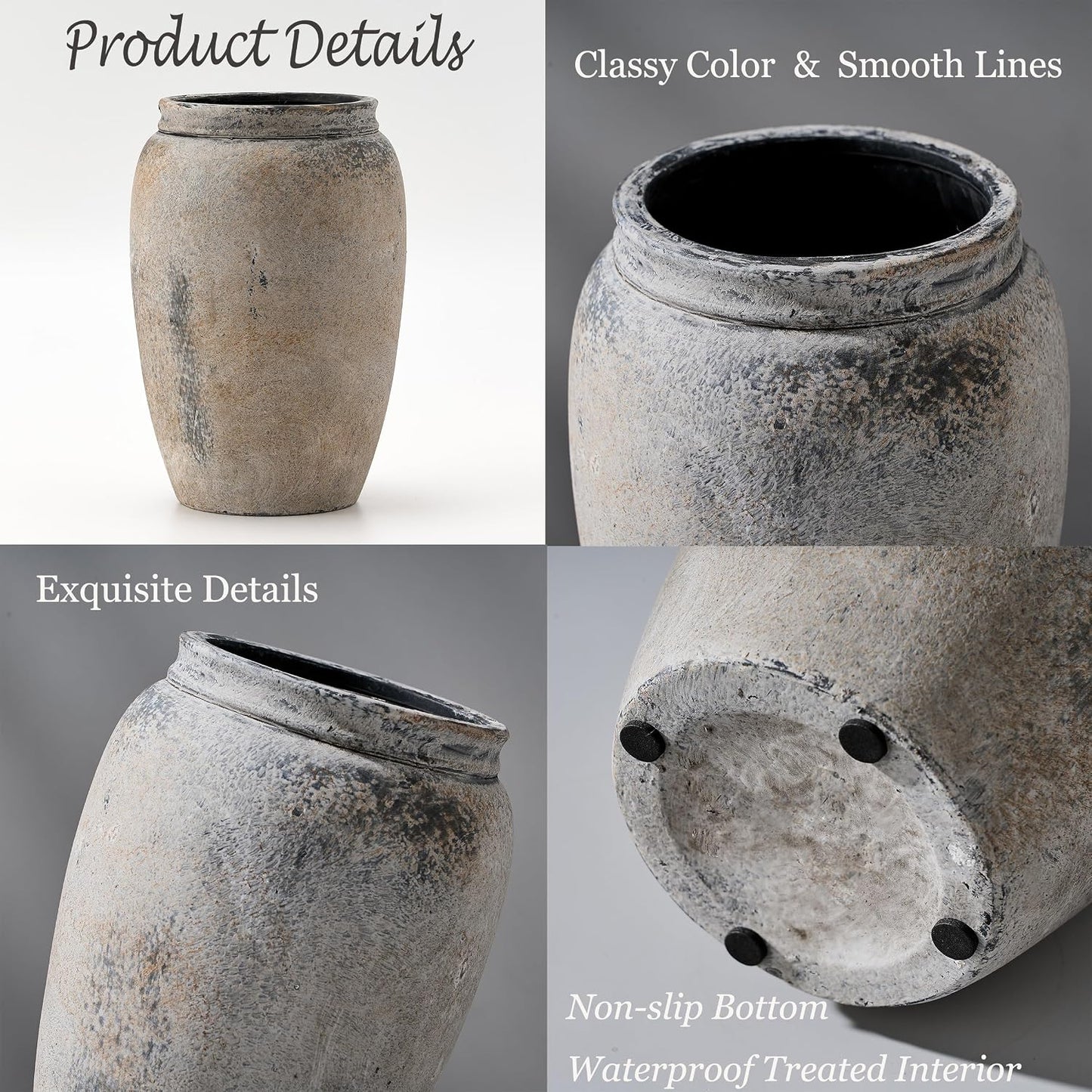 Ceramic Vase / Ceramic Vases / Gray- 8.2 / 8.2 Inch