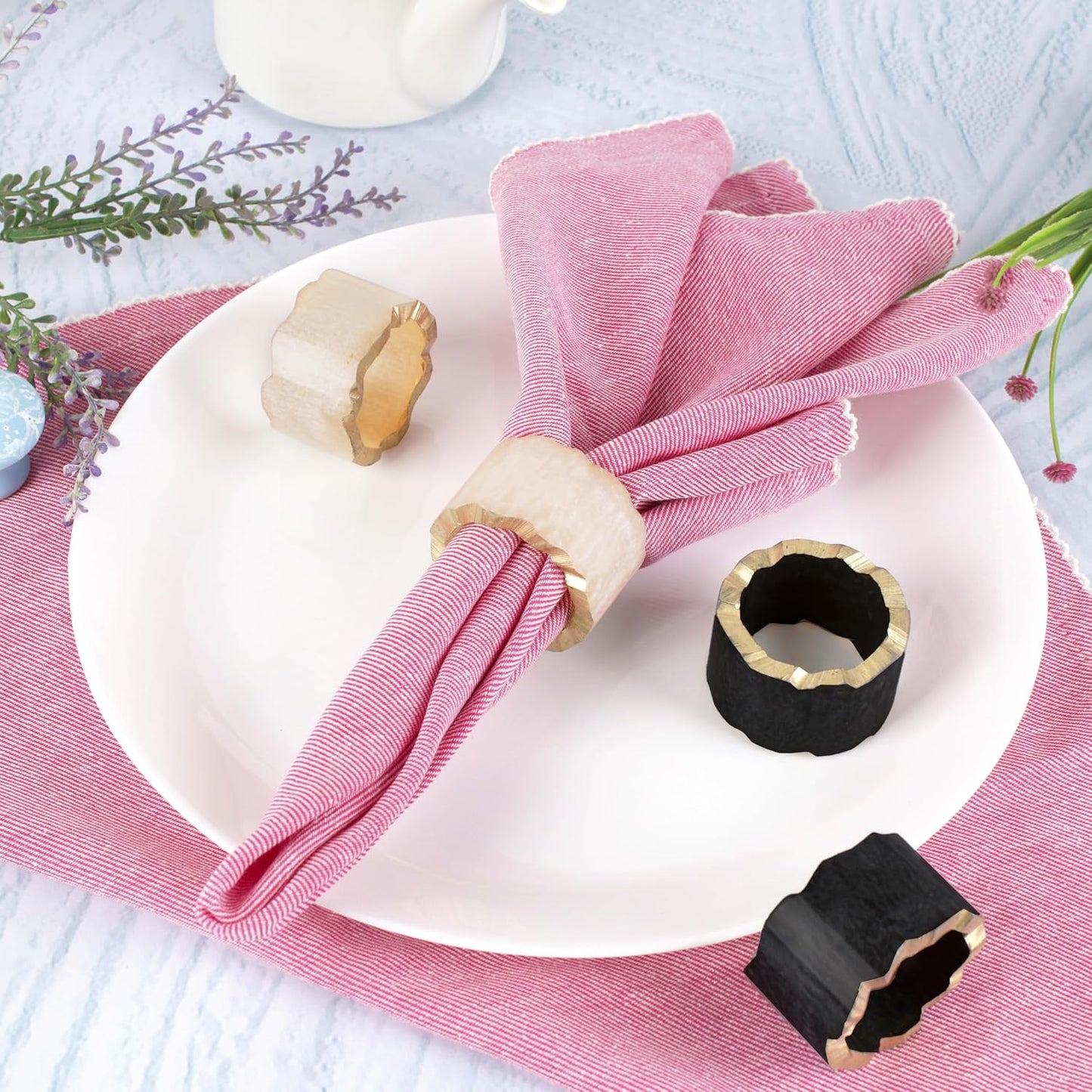 Rustic Epoxy Resin Napkin Rings, Black, 12-Pack | Epoxy resin, set of 12, each 2x2x1 in., smooth finish, reusable