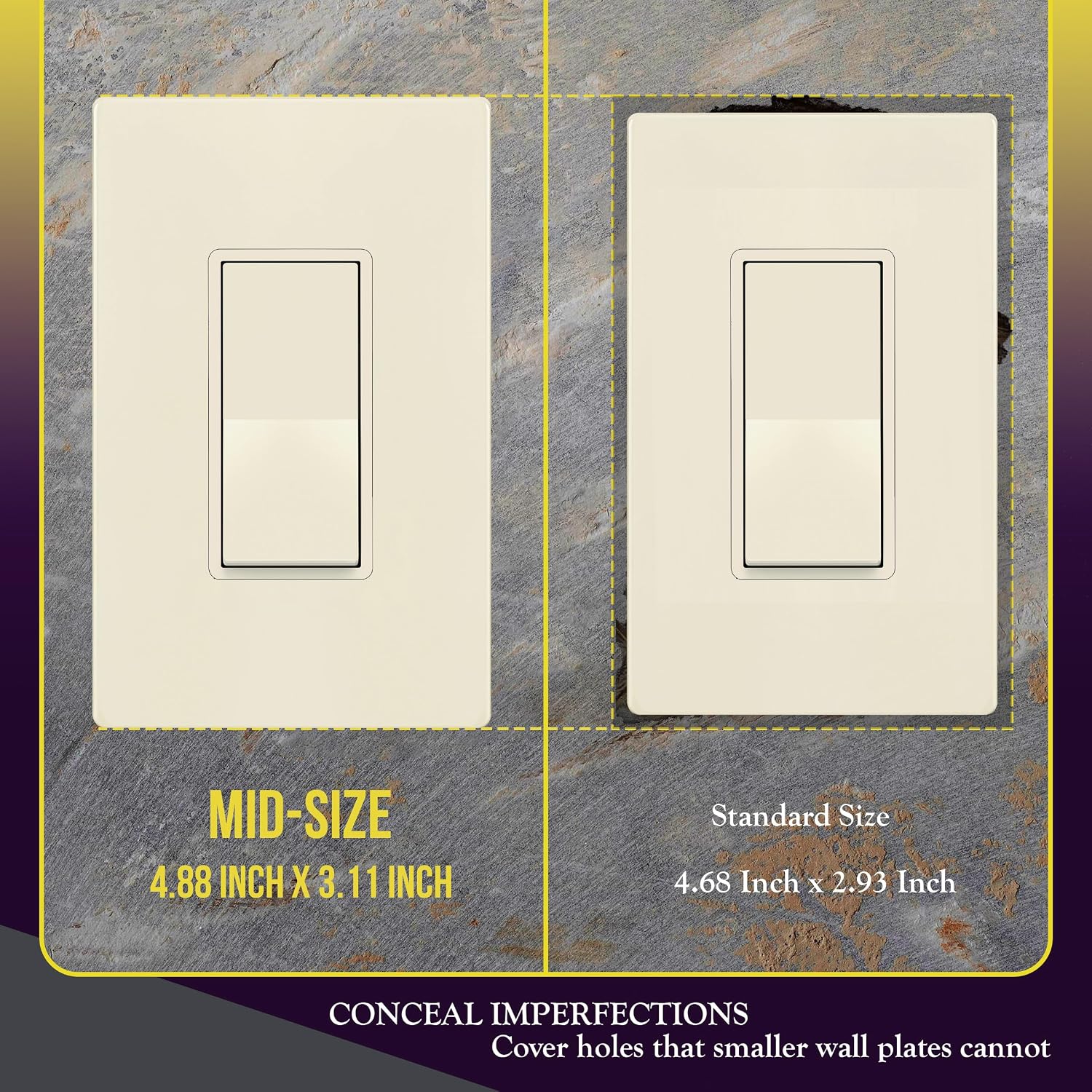 ENERLITES 1-Gang Light Almond Mid-Size Screwless Decorator Wall Plate