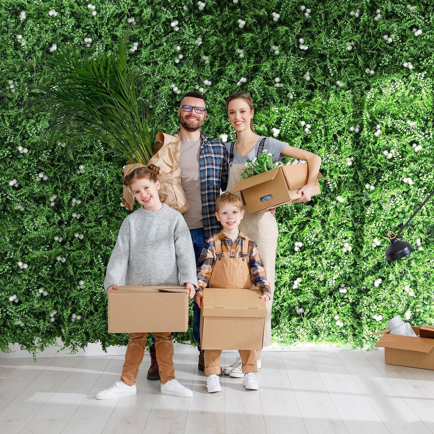 Fake Greenery Plant Wall Boxwood / 20 x 20 / Fern / Green / Set of 12