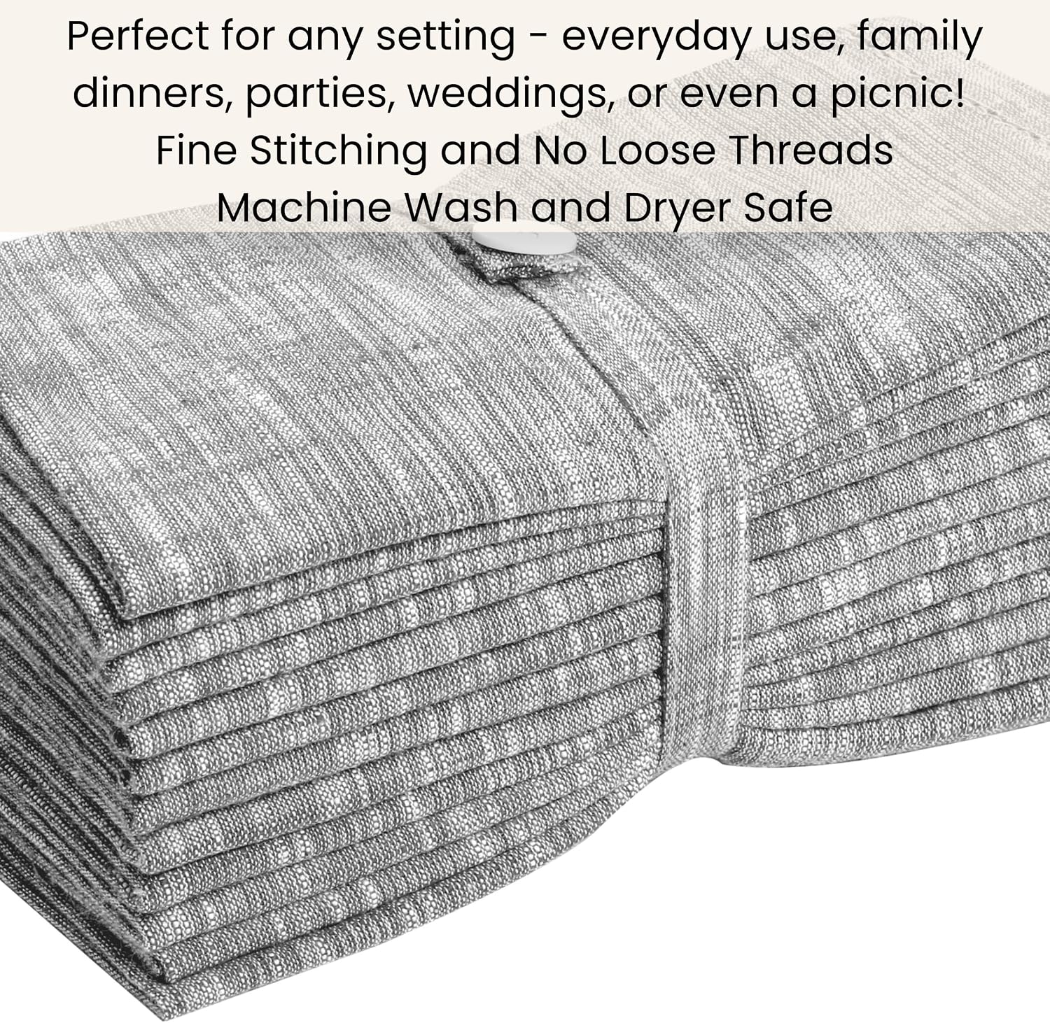 12 Pack Farmhouse Style Slub Textured 18x18 Cloth Dinner Napkins, 100% Cotton for Everyday Use and Events - Soft and