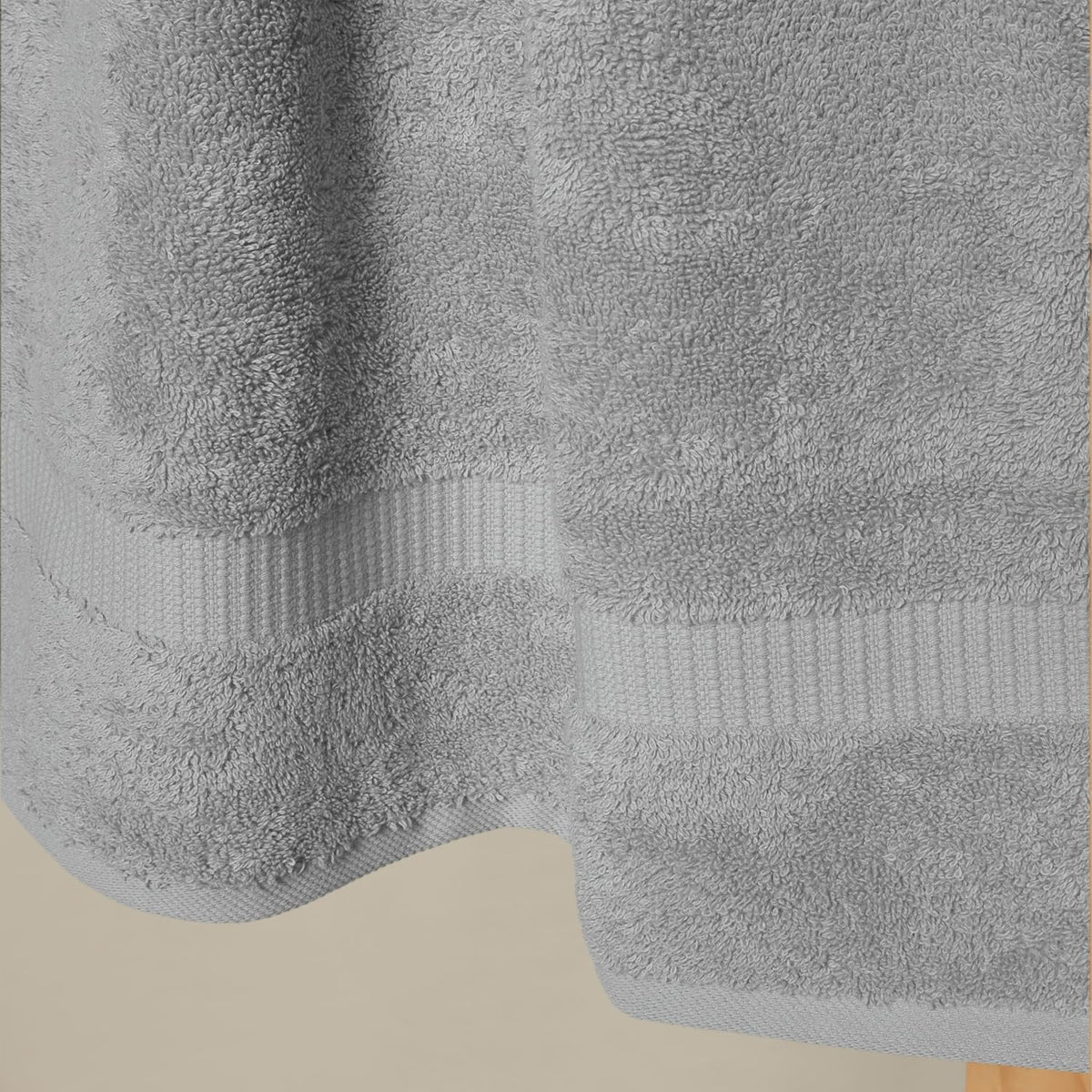 SALBAKOS 100% Turkish Cotton Bathroom Towel Set of 6-Piece, Silver | 630 Gsm Thick Super Soft Highly Absorbent 2 Bath +