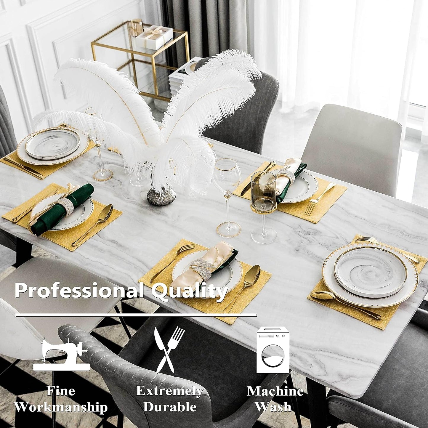 Home Brilliant Dining Placemats Set of 6 Heat Resistant Dining Table Place Mats for Kitchen Table for Placemats