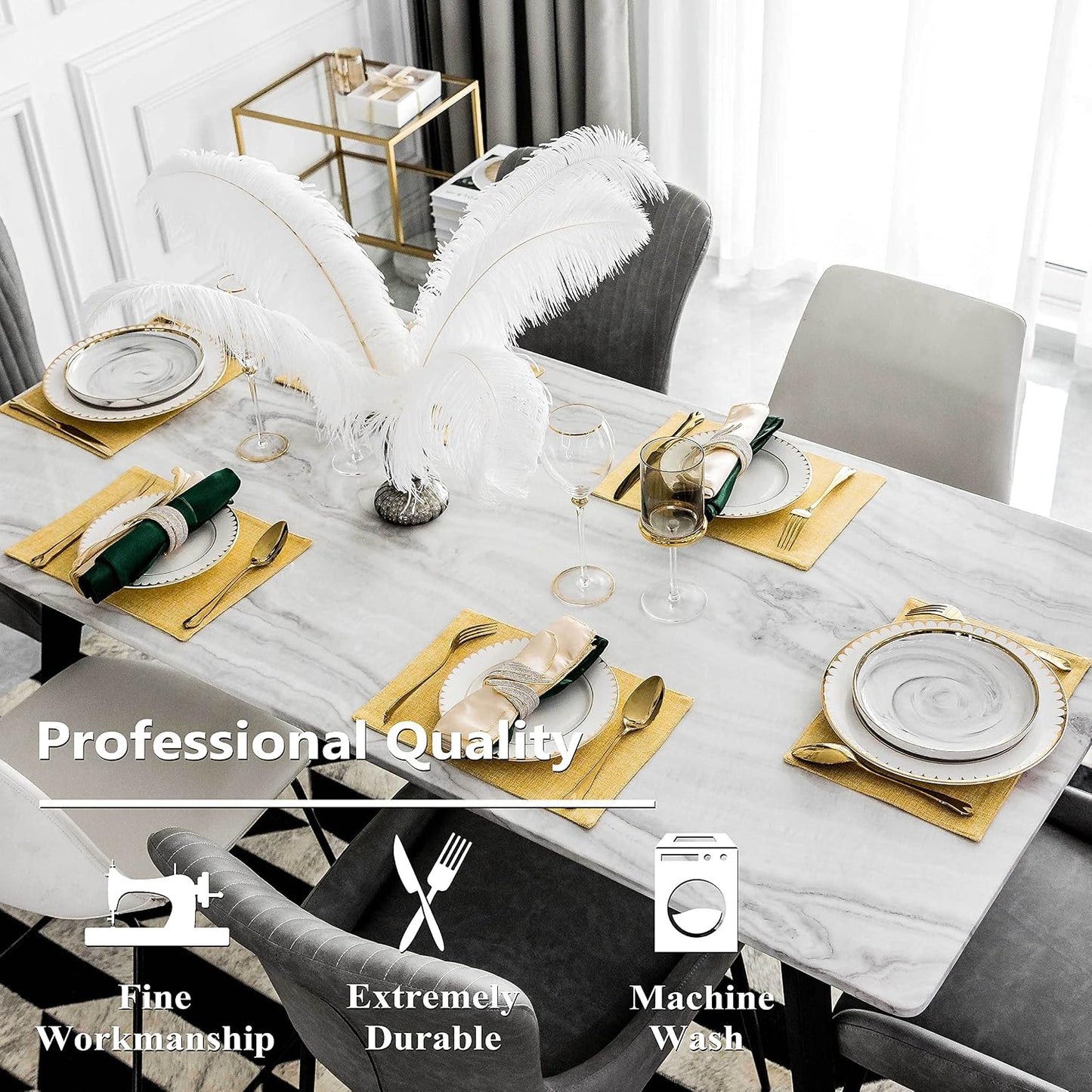 Home Brilliant Cloth Placemats Set of 8 Linen Placemat Washable Heat Resistant Dining Table Place Mats for Kitchen